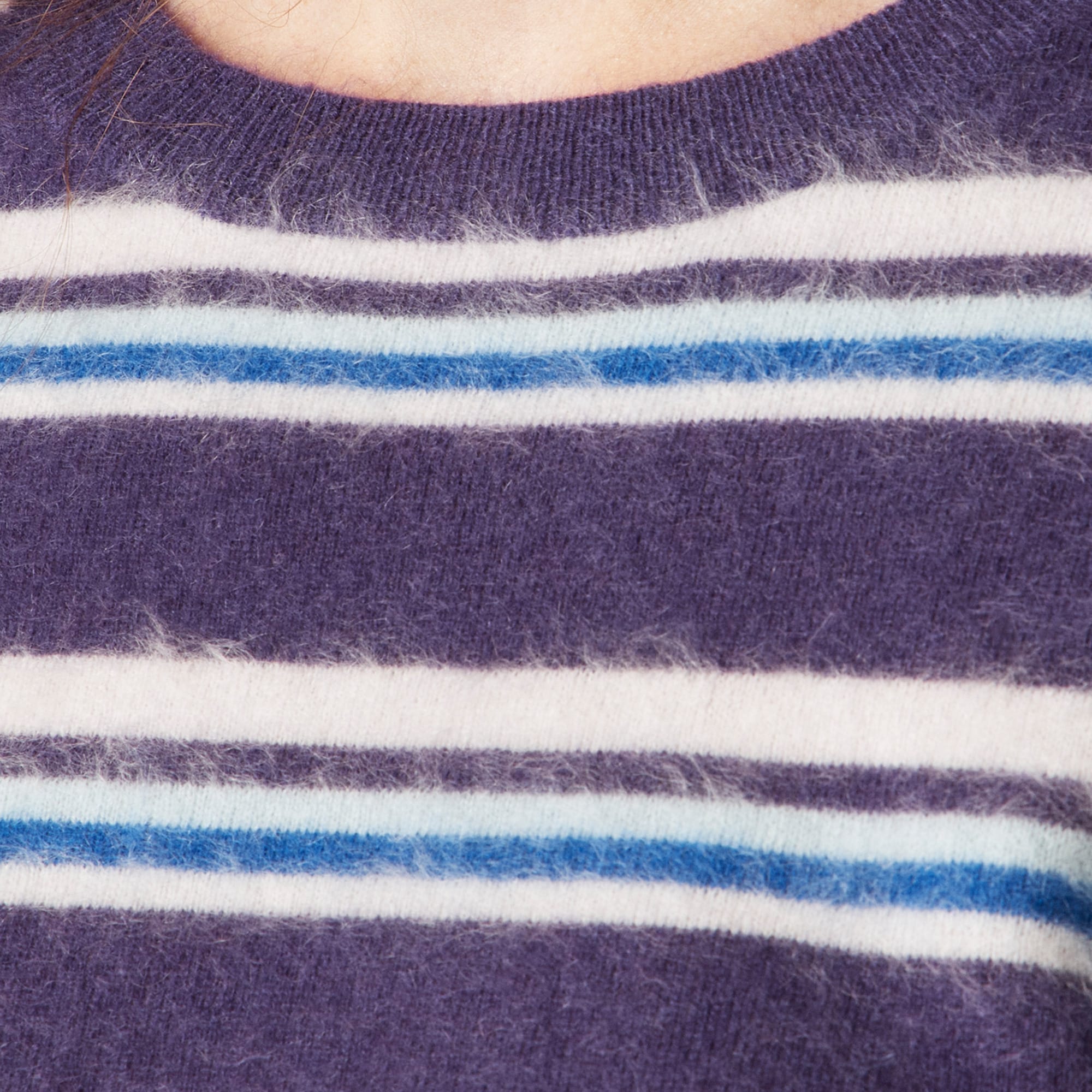 Brushed cashmere relaxed T-shirt in stripe