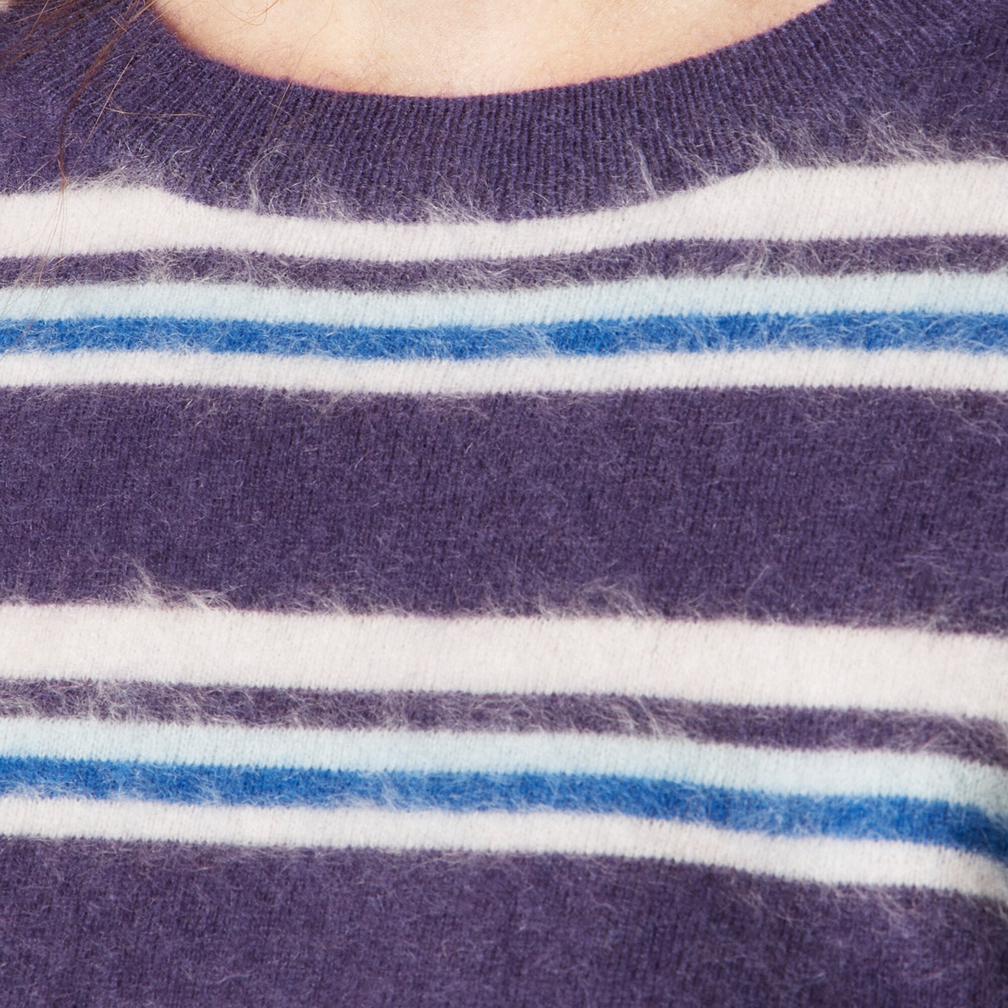 Brushed cashmere relaxed T-shirt in stripe
