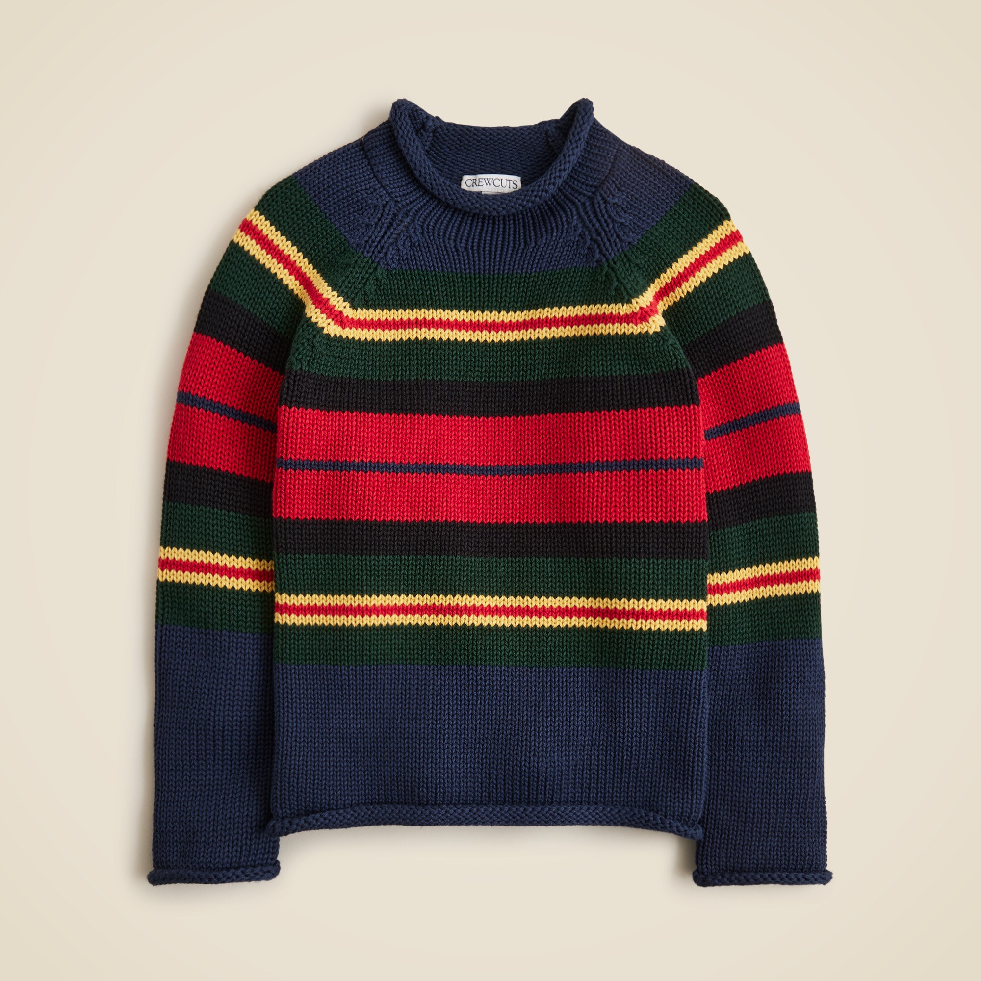 Kids' Heritage Cotton Rollneck™ Sweater In Rugby Stripe For Boys
