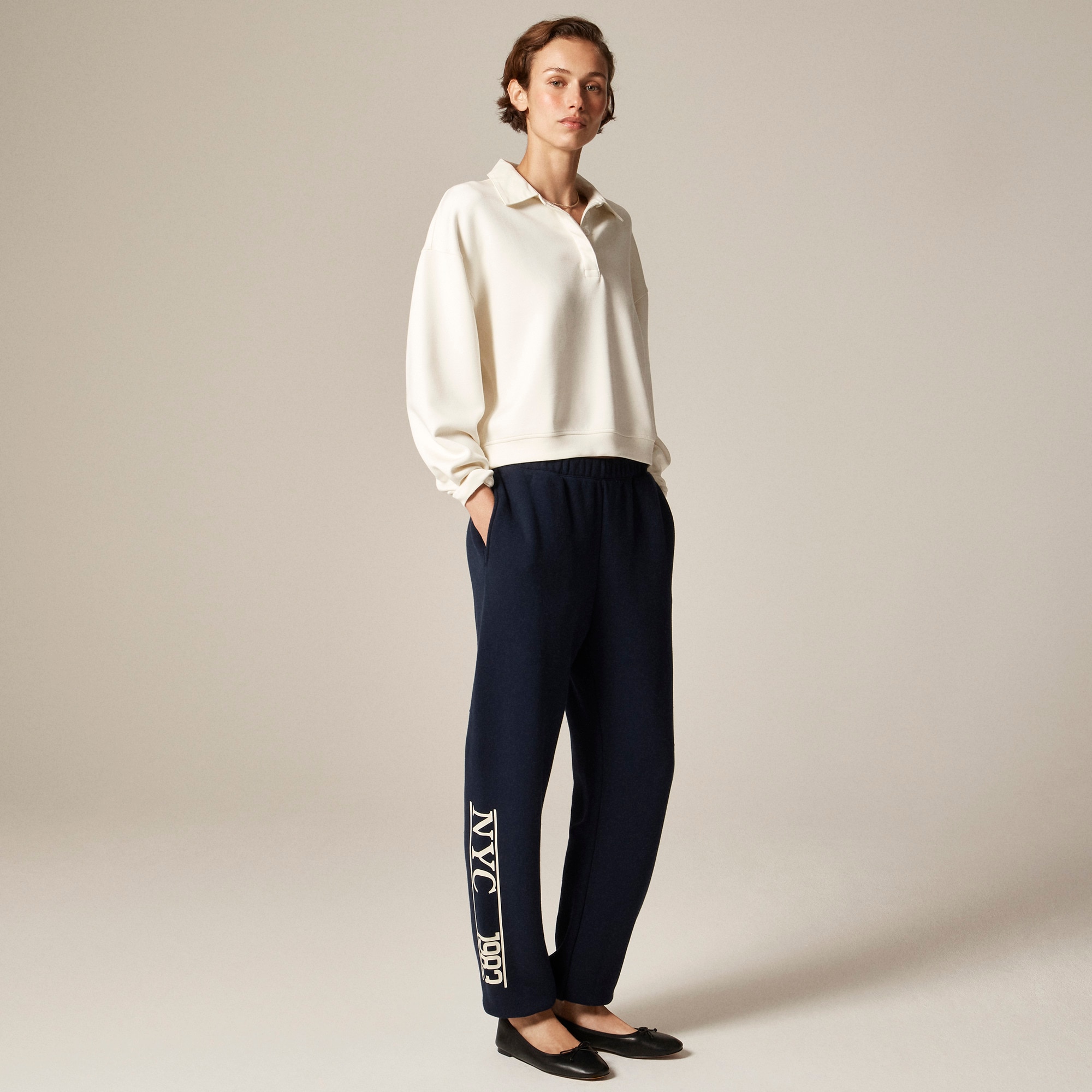 Scuba-knit rugby sweatshirt