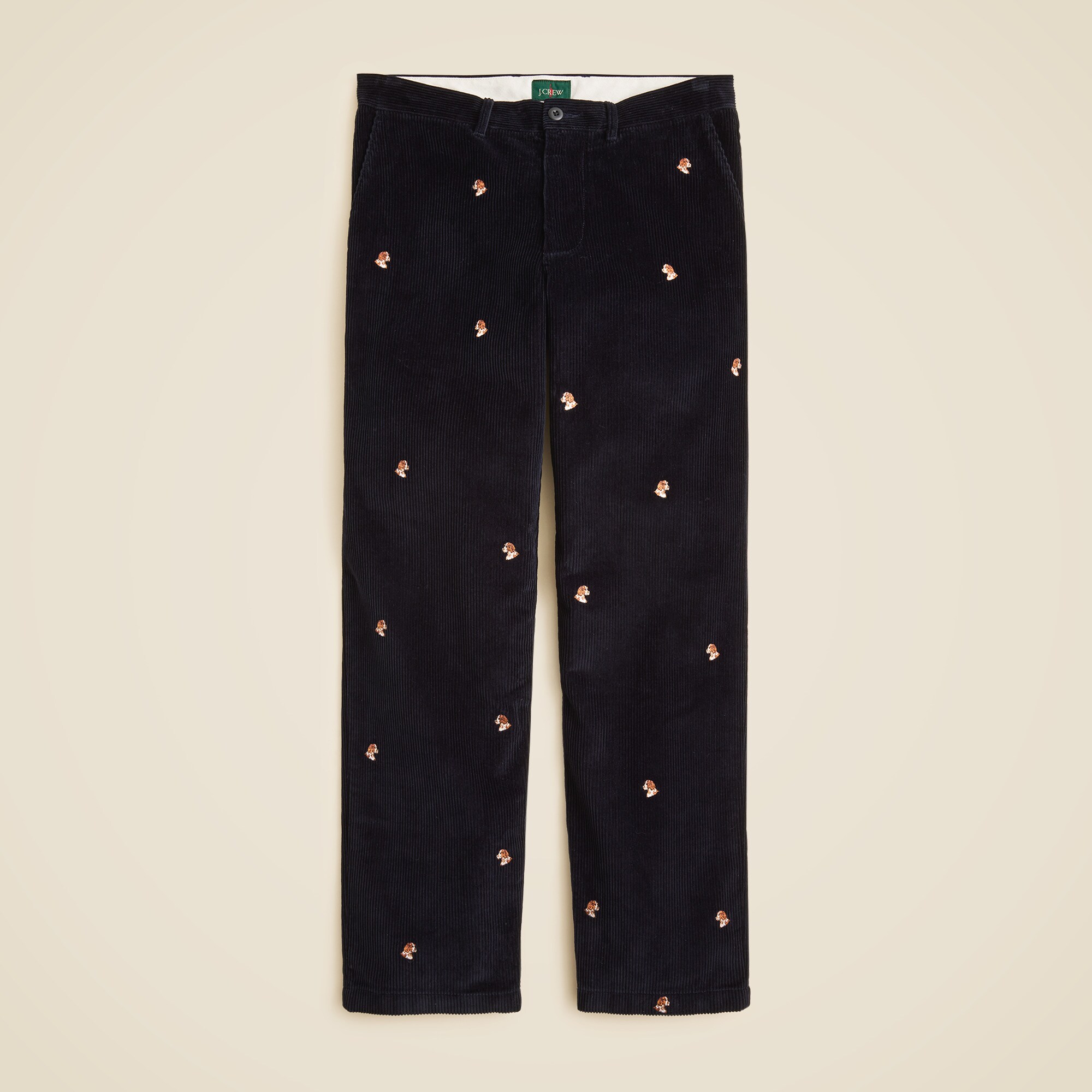 Classic-fit 8-wale corduroy pant with dog embroidery