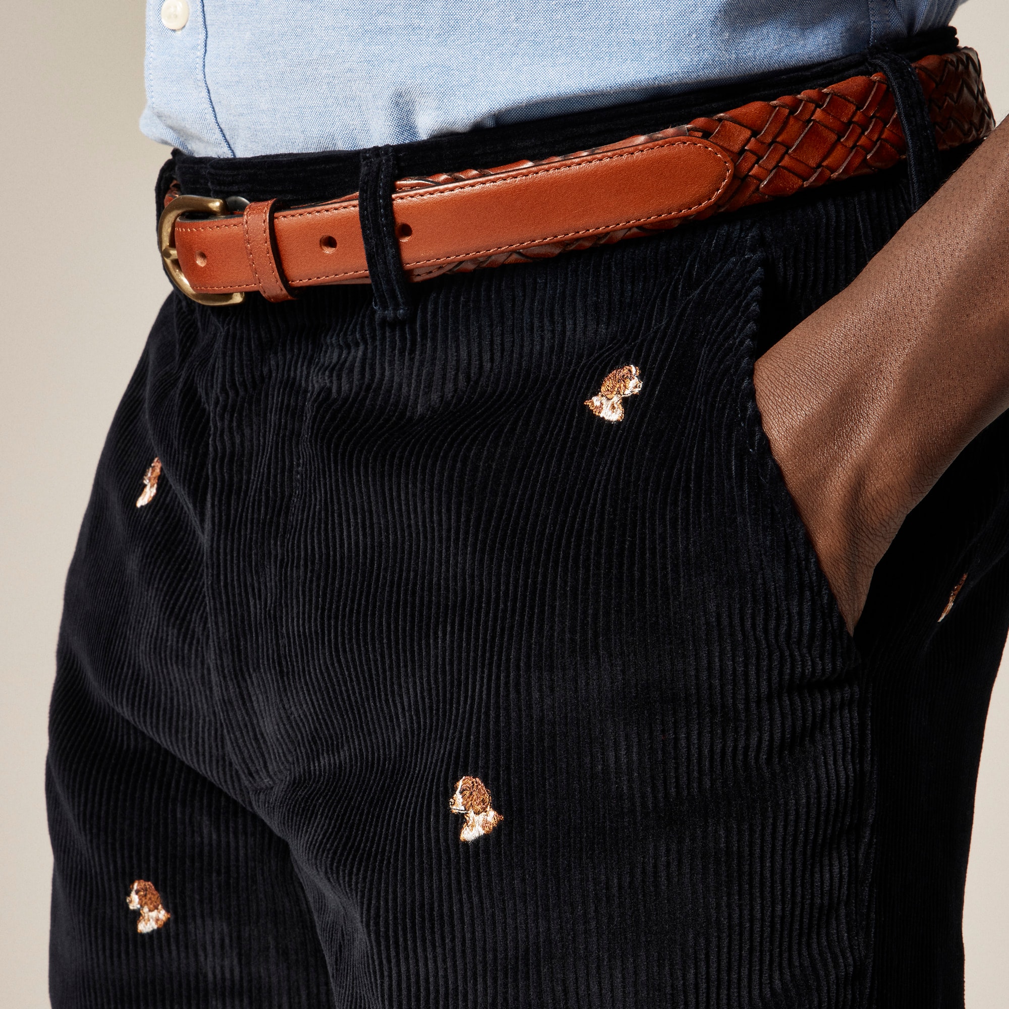 Classic-fit 8-wale Corduroy Pant With Dog Embroidery For Men | J.Crew