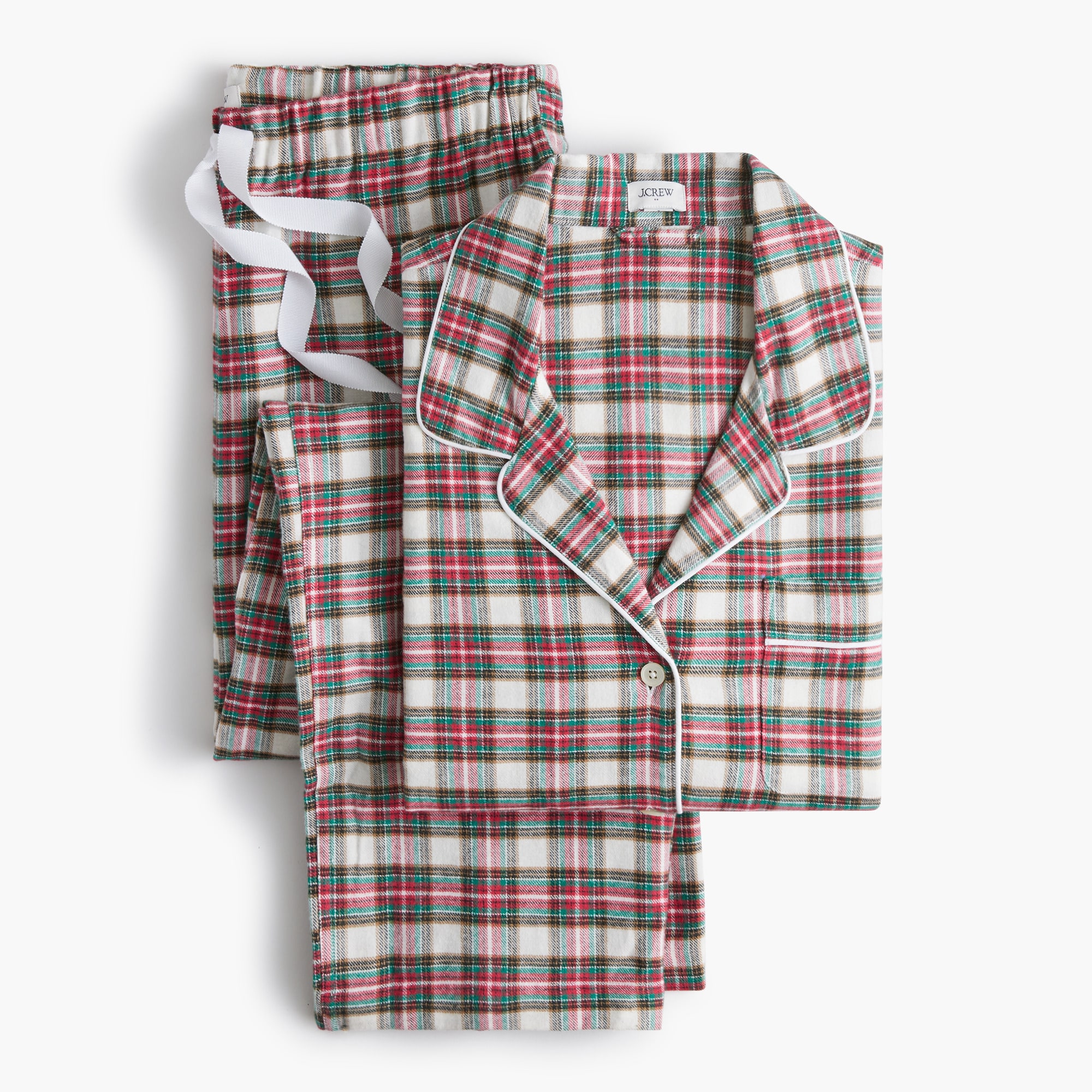 plaid flannel pajama set for women