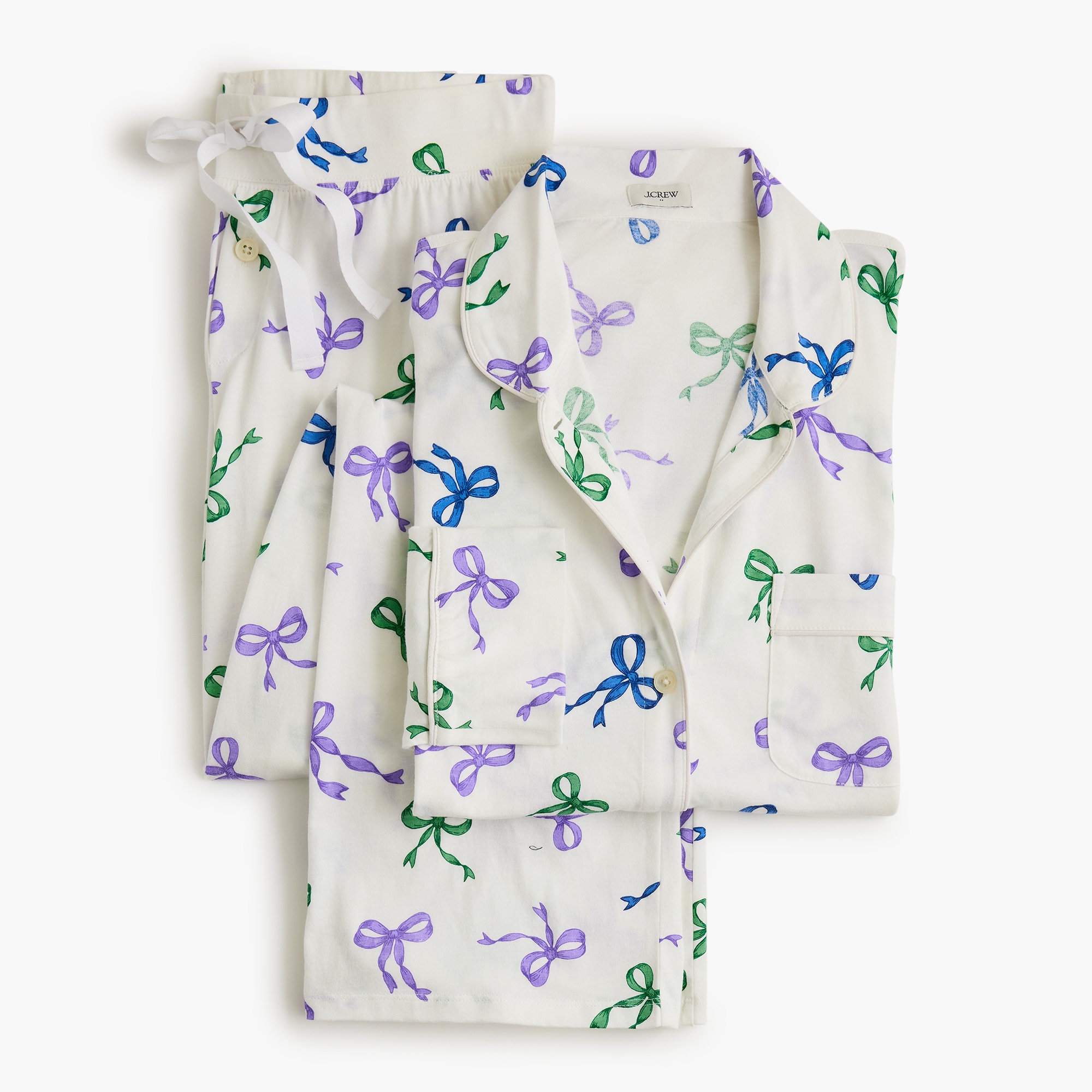 womens Long-sleeve knit bow pajama set