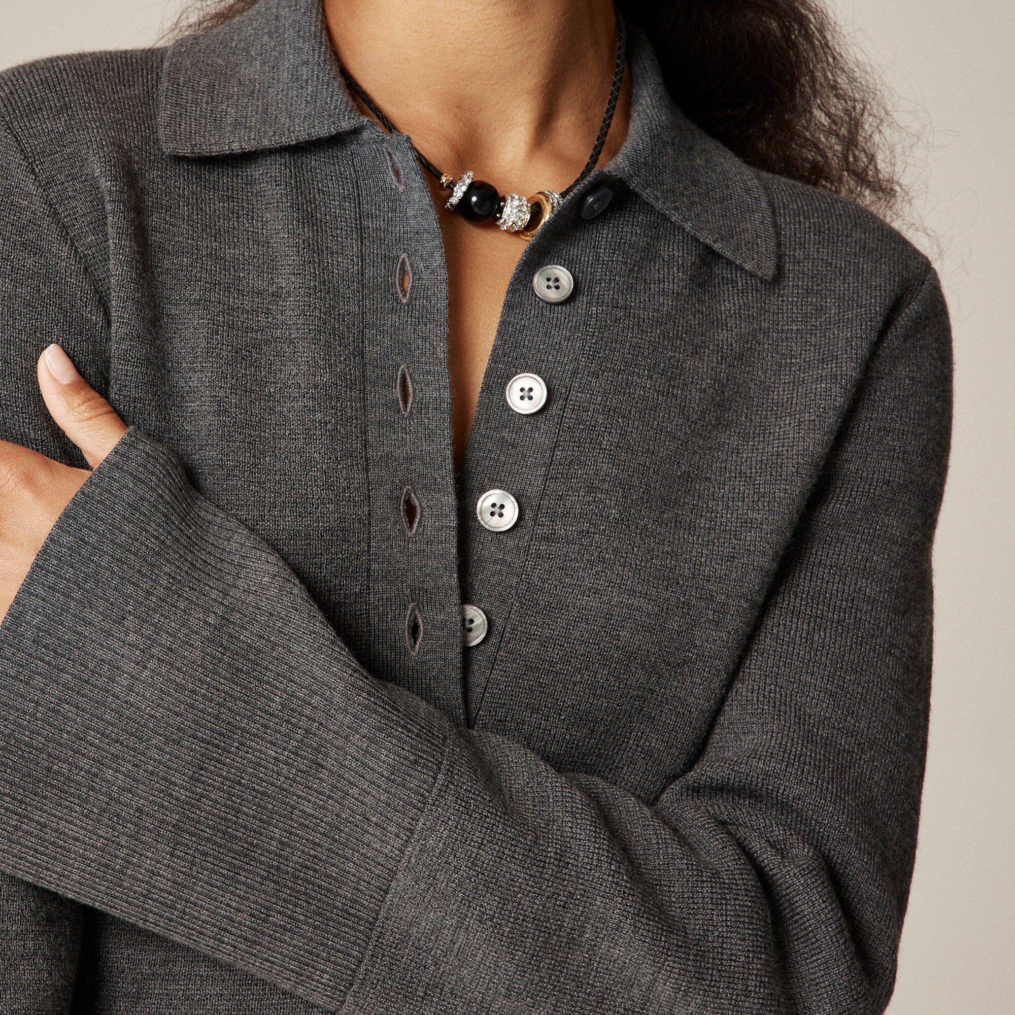 j crew grey sweater dress Bell-sleeve Mini Sweater-dress In Merino Wool For Women