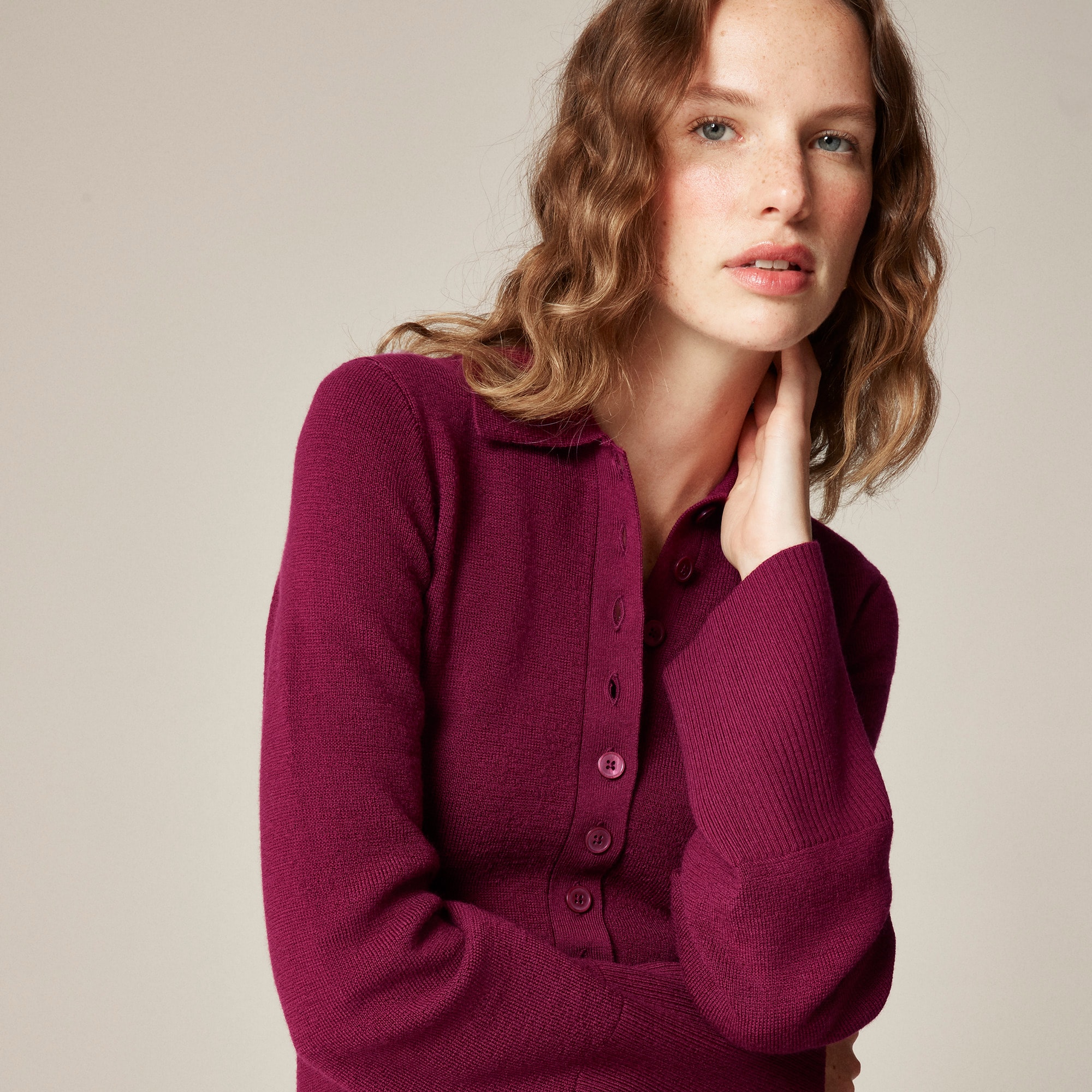 Bell-sleeve mini sweater-dress in merino wool