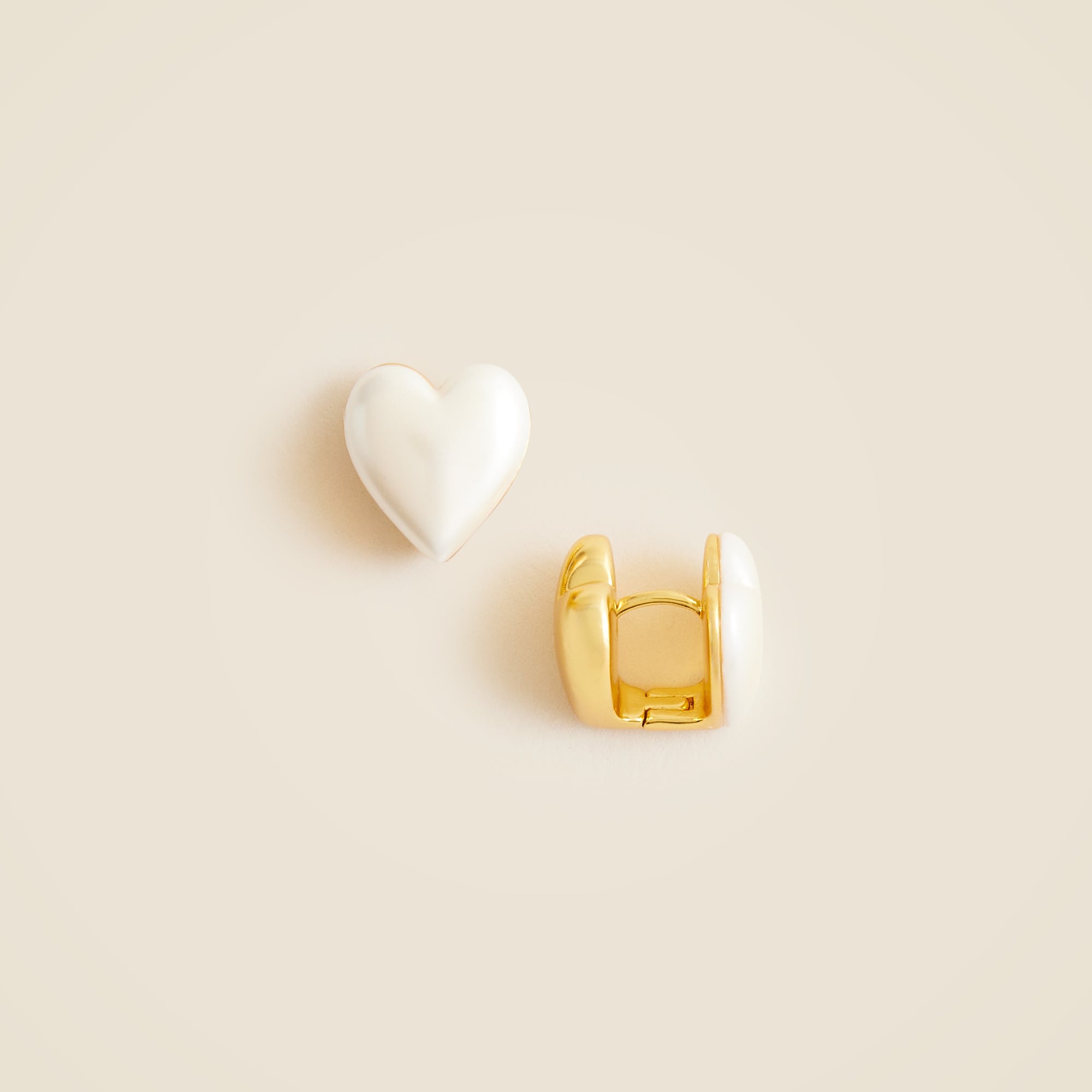 womens Double-sided heart huggie hoop earrings
