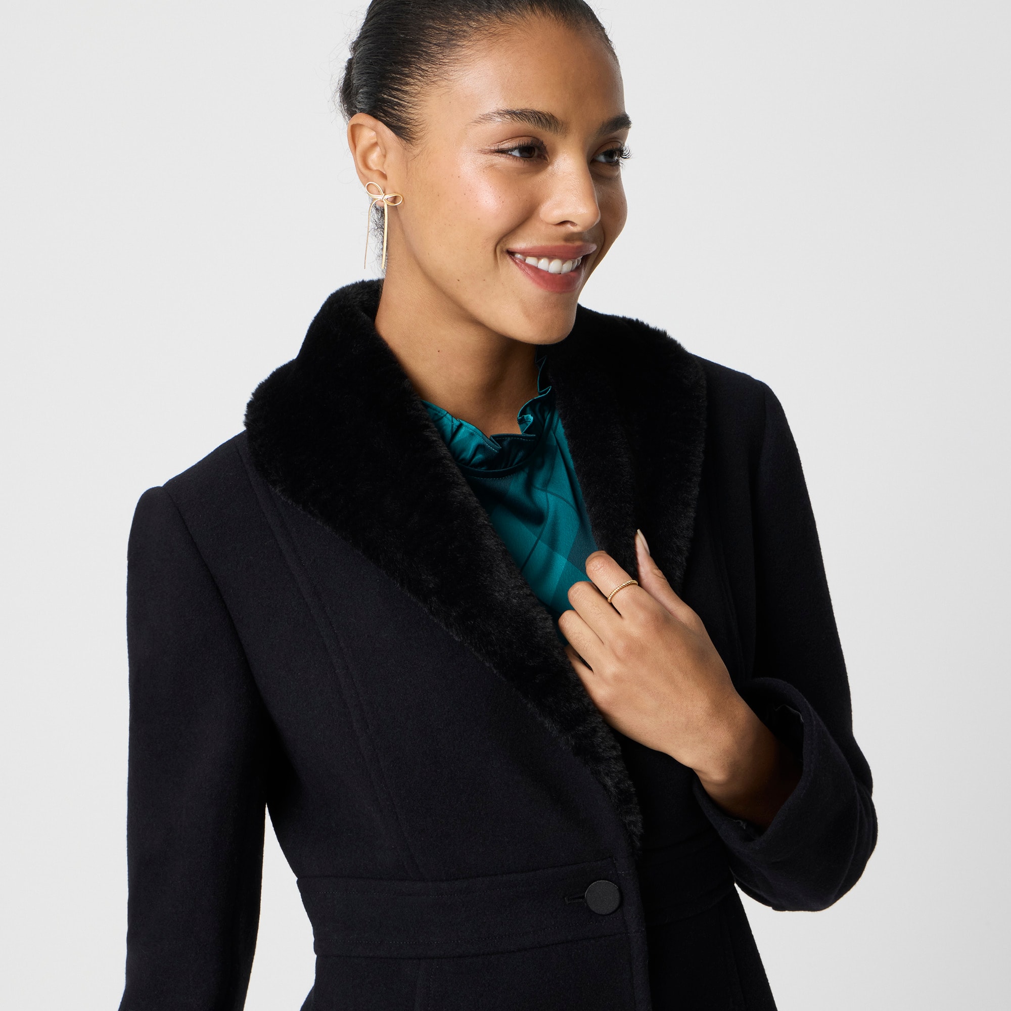 Lady Day Coat With Faux-fur Shawl Collar For Women | Factory