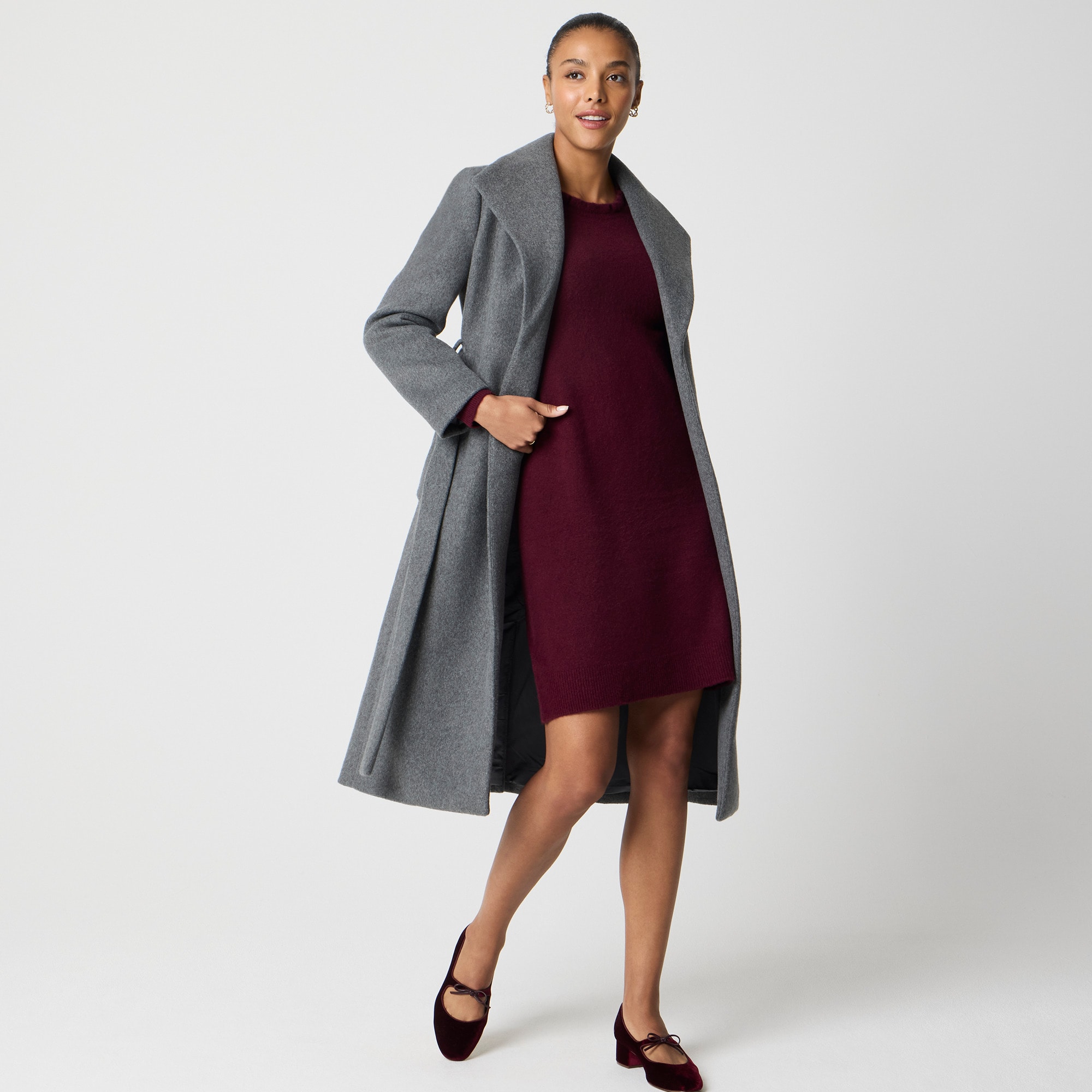 Belted wrap coat