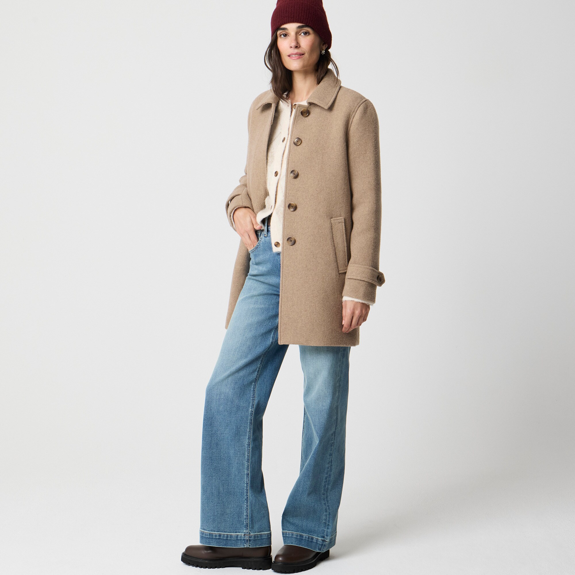 Wool-blend car coat