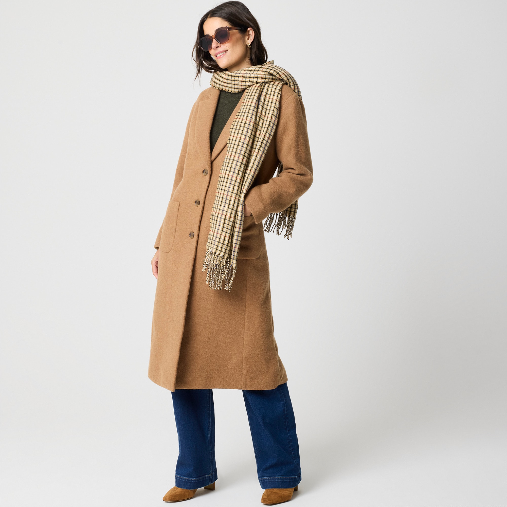 womens Wool-blend patch-pocket topcoat