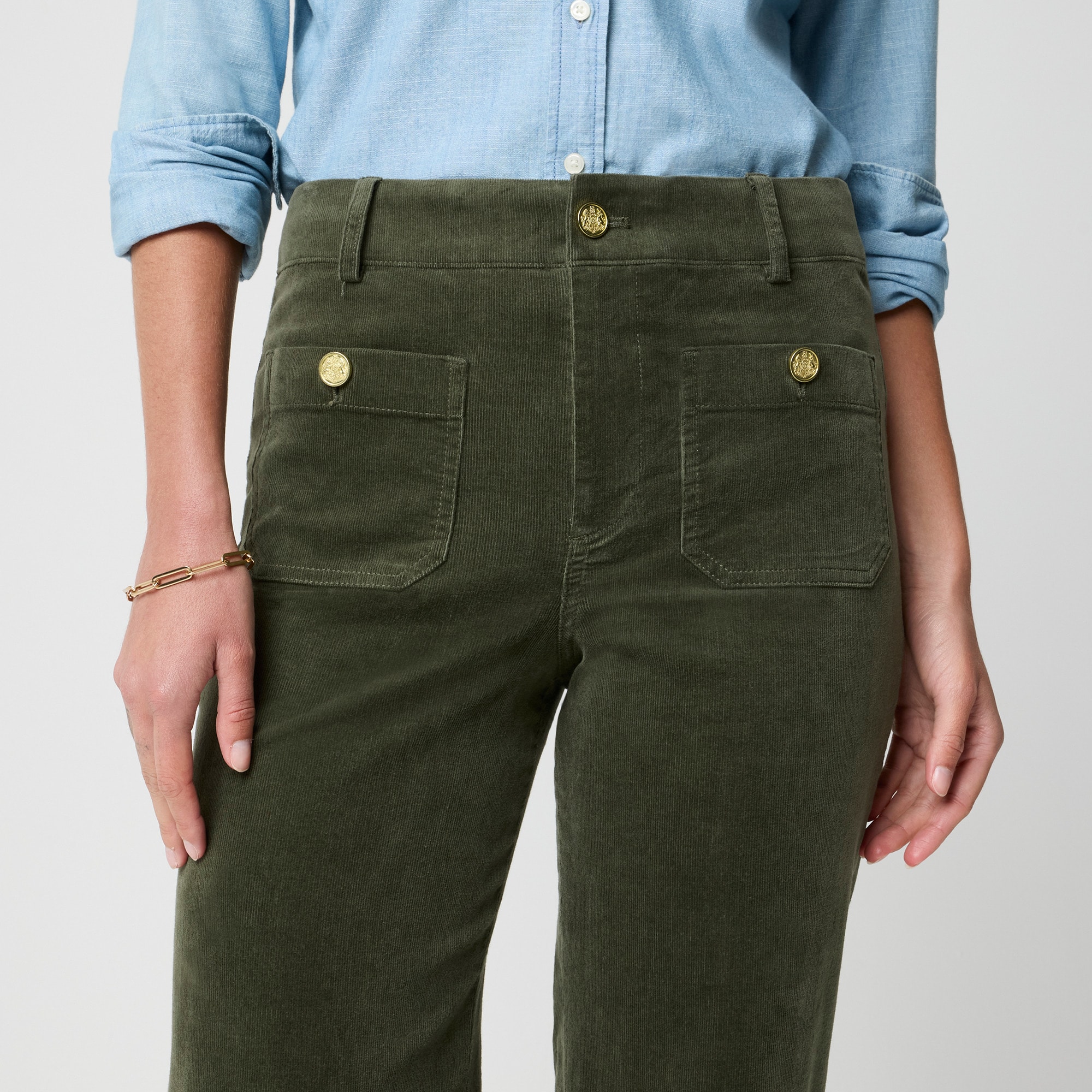 Corduroy Lizzie patch-pocket pant