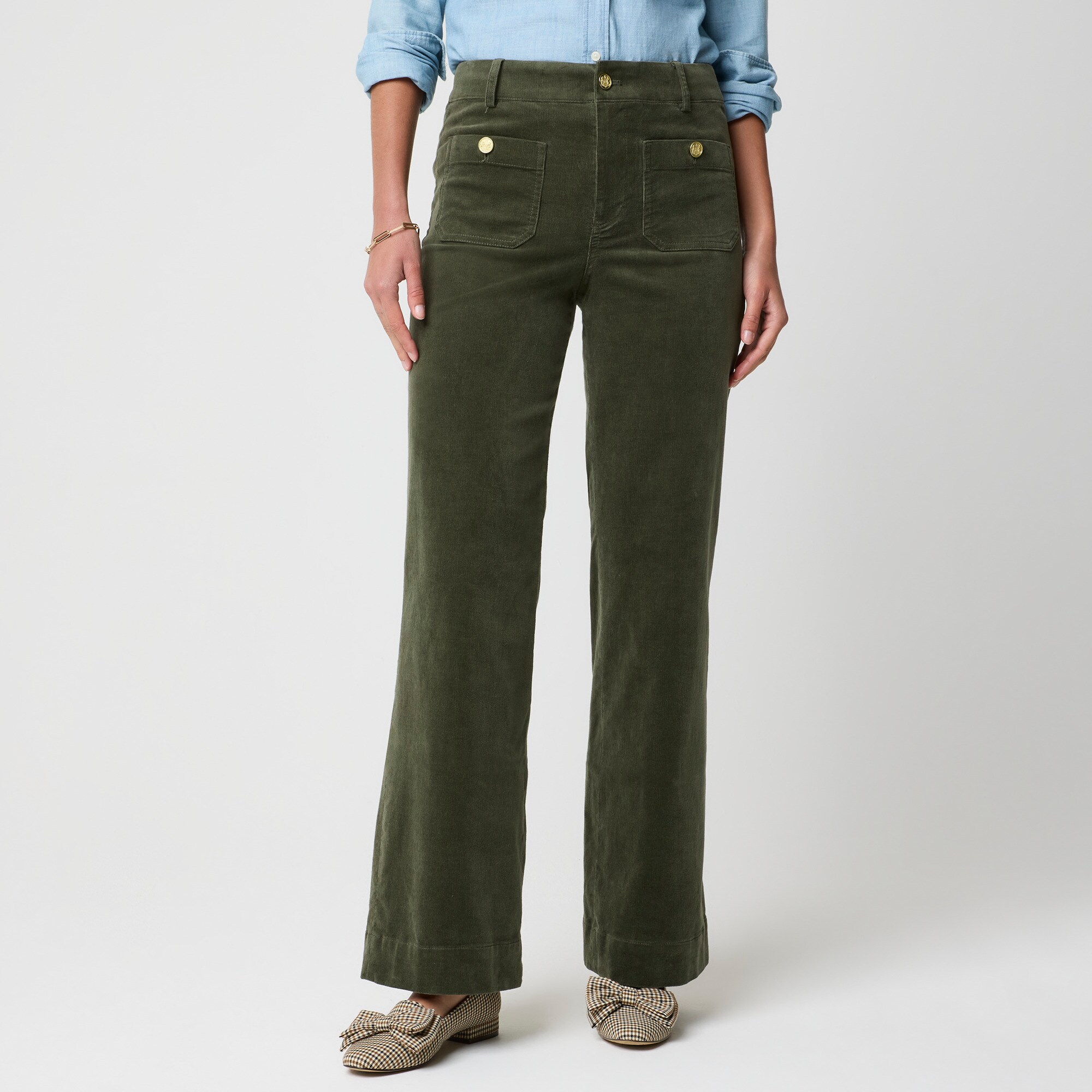 Corduroy Lizzie patch-pocket pant