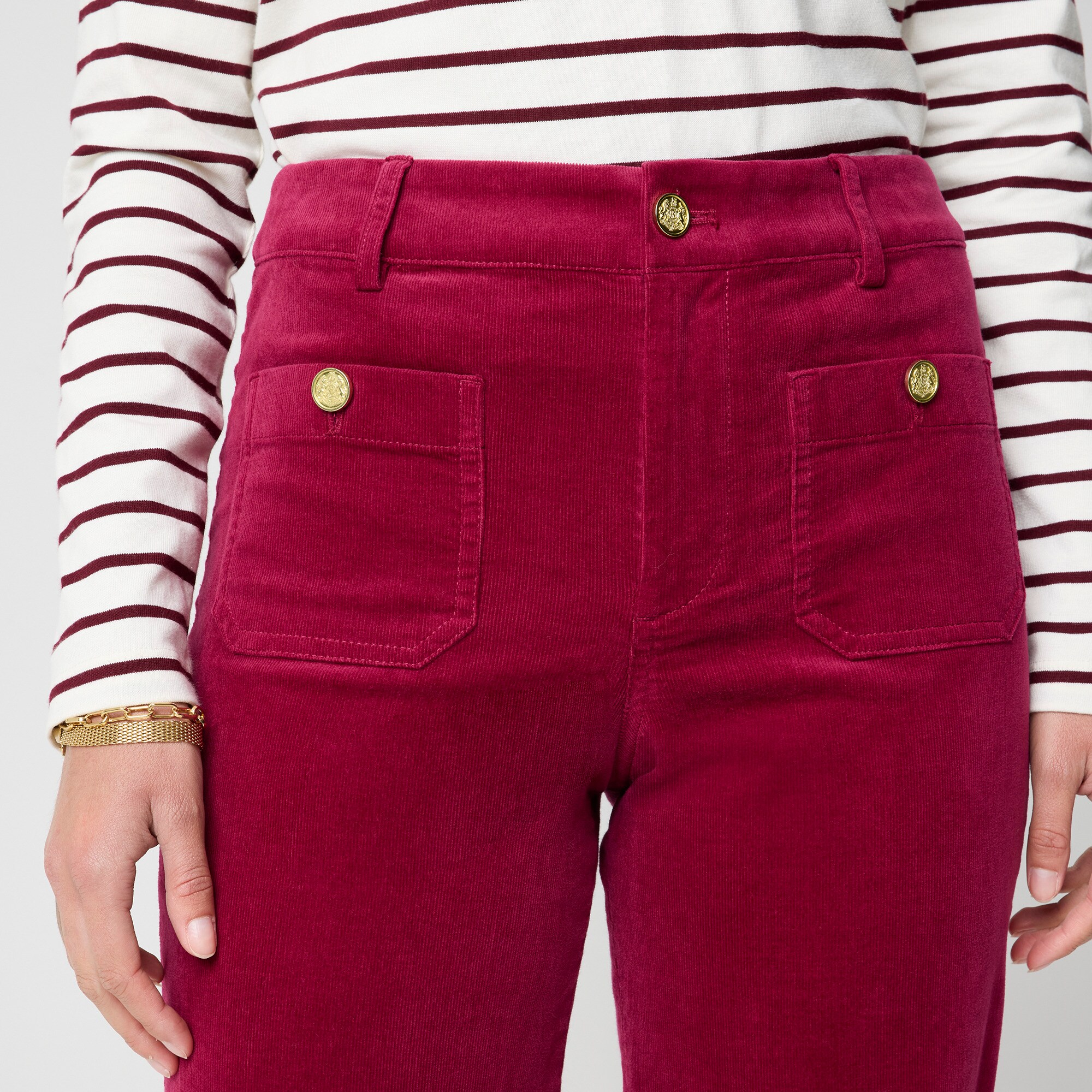 Corduroy Lizzie sailor high-rise patch-pocket wide-leg pant