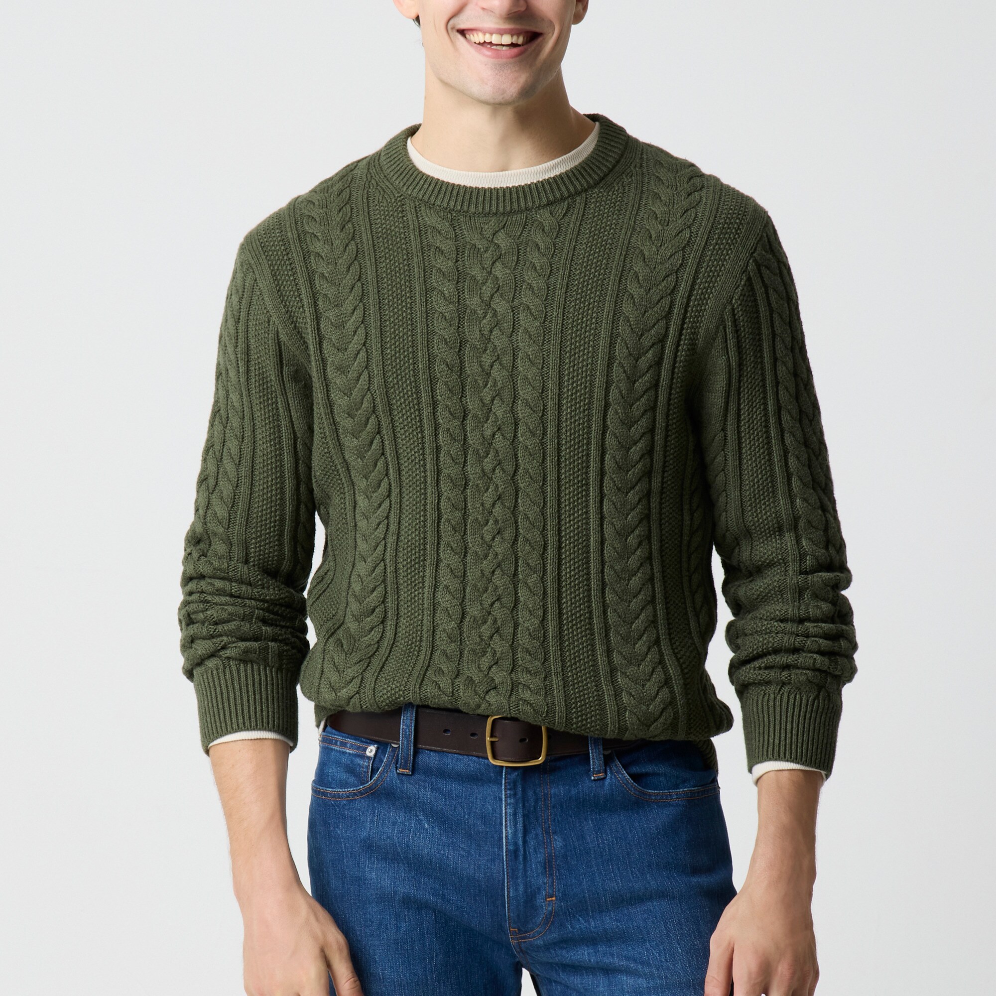 mens Fisherman cable crewneck sweater
