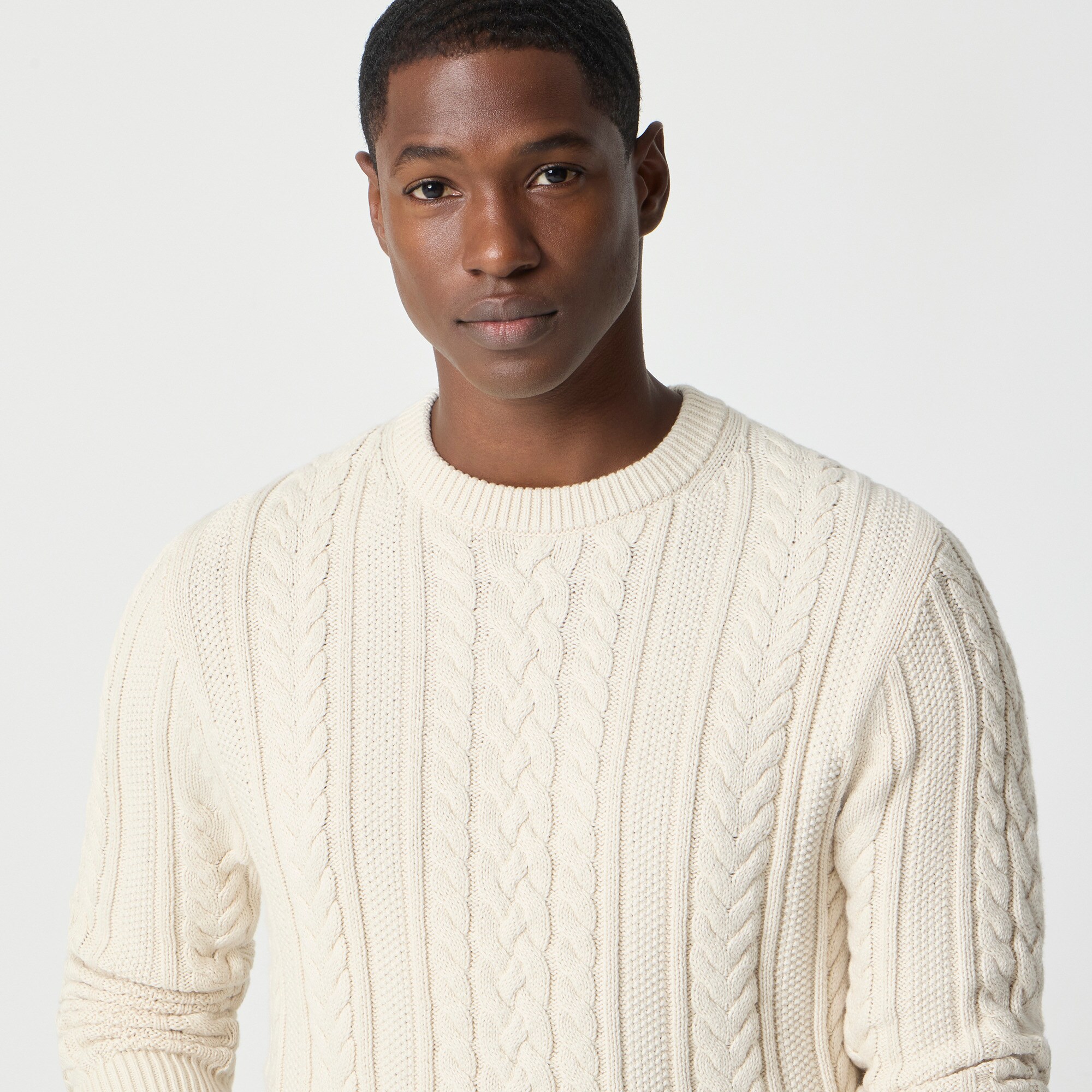 Fisherman cable crewneck sweater