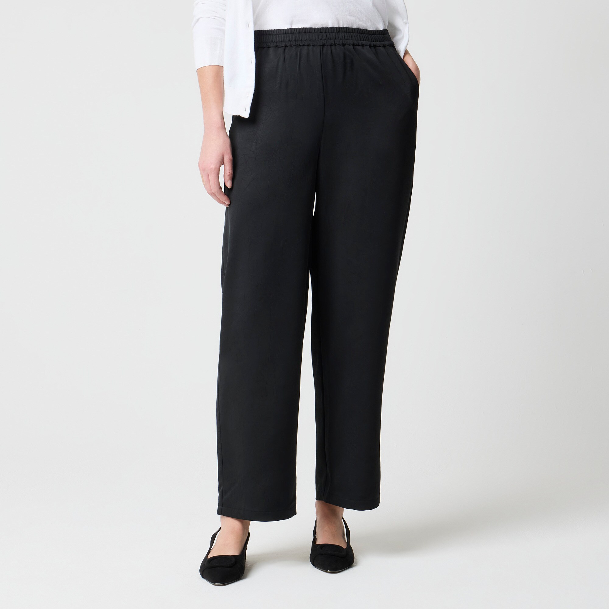Shiny crinkled pull-on pant
