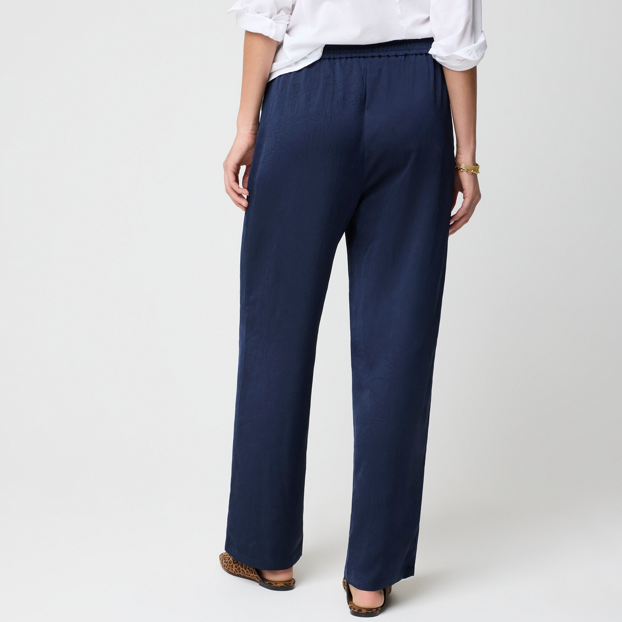 Shiny crinkled pull-on pant