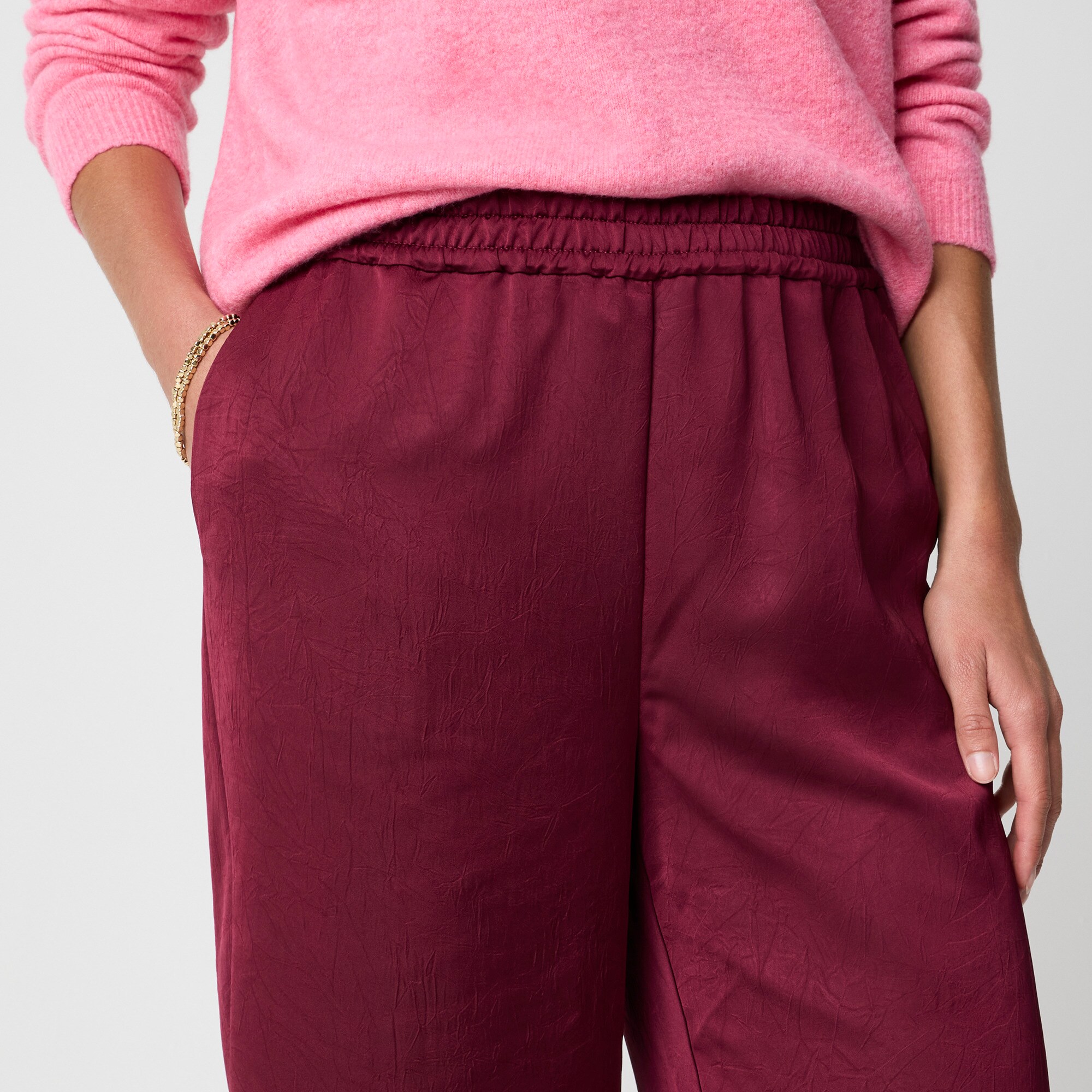 Shiny crinkled pull-on pant