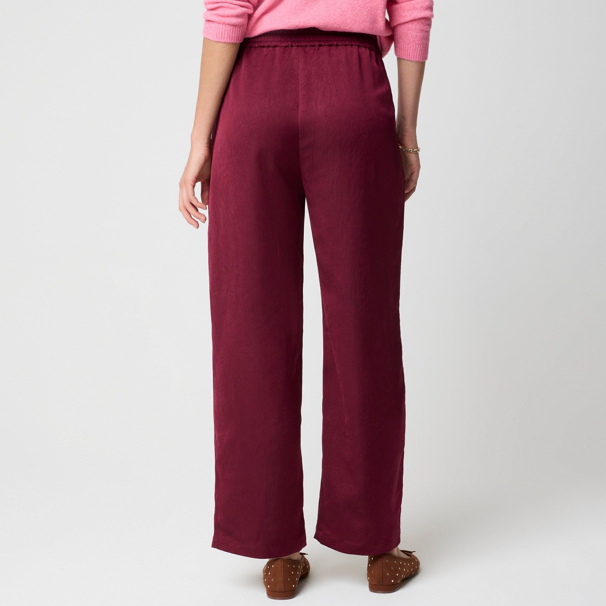 Shiny crinkled pull-on pant