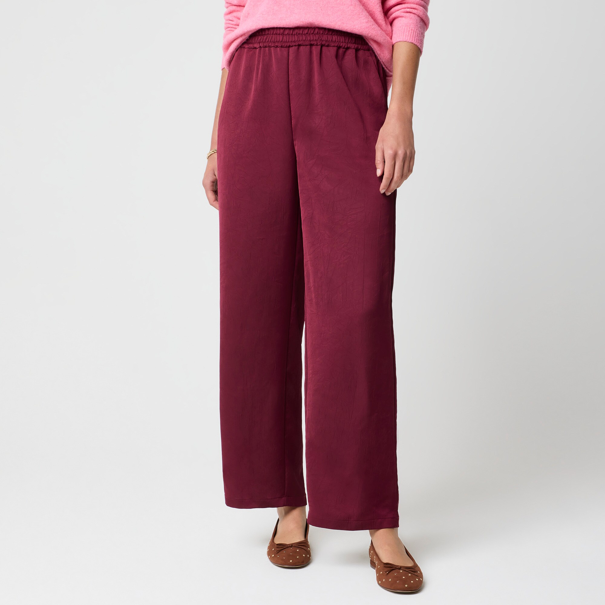 Shiny crinkled pull-on pant