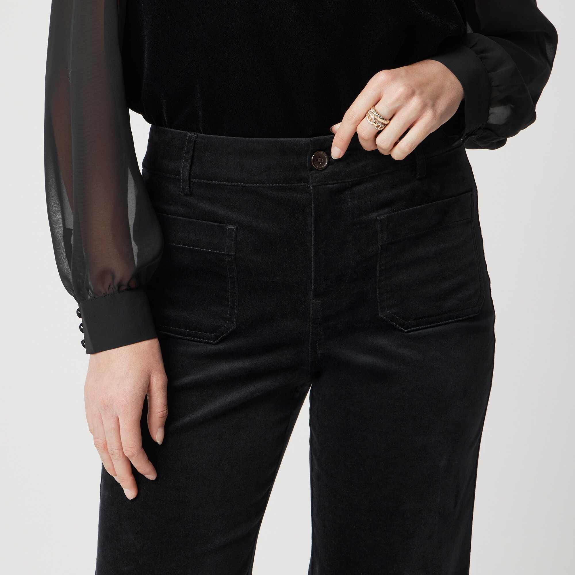 Tall velvet Lizzie patch-pocket pant