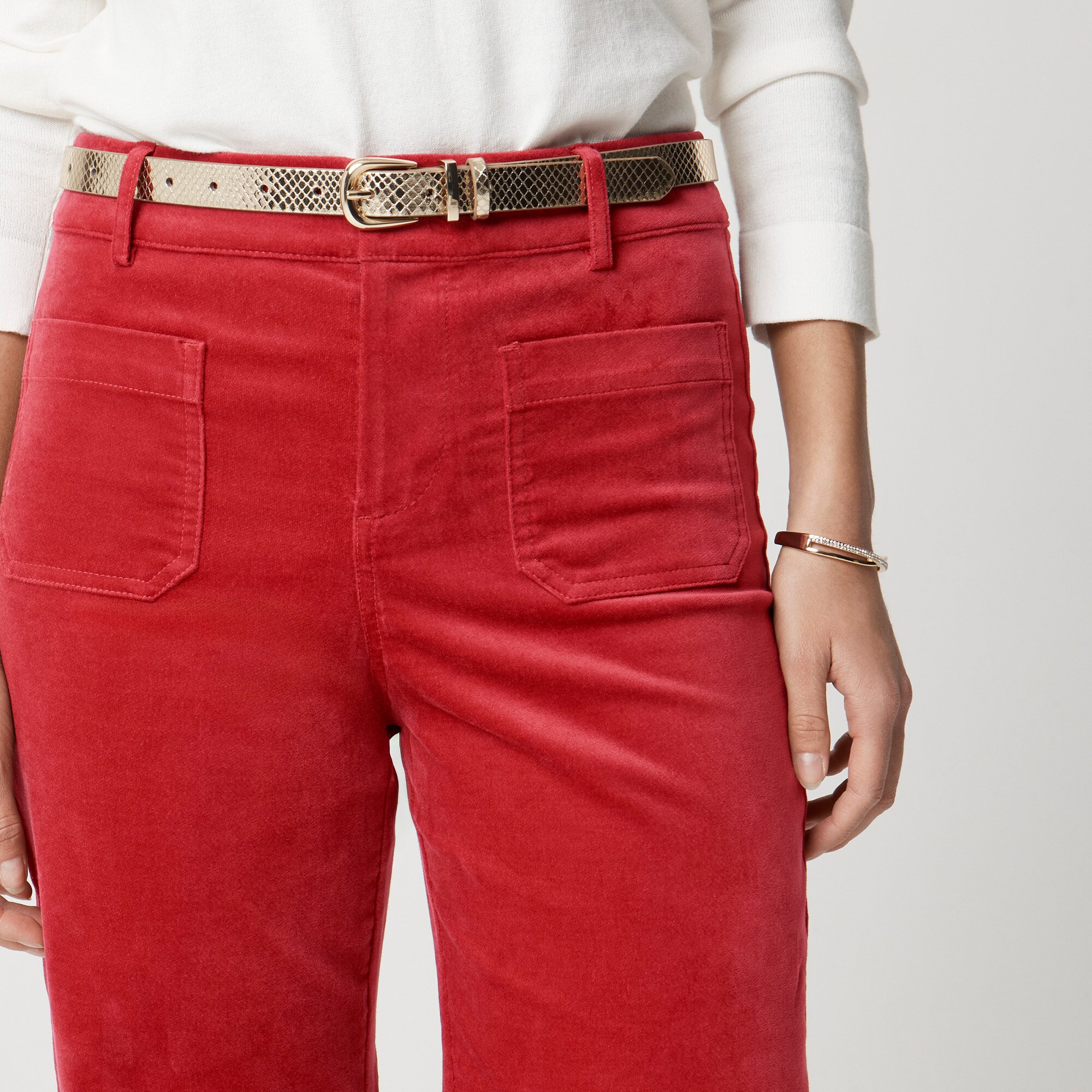 Tall velvet Lizzie patch-pocket pant