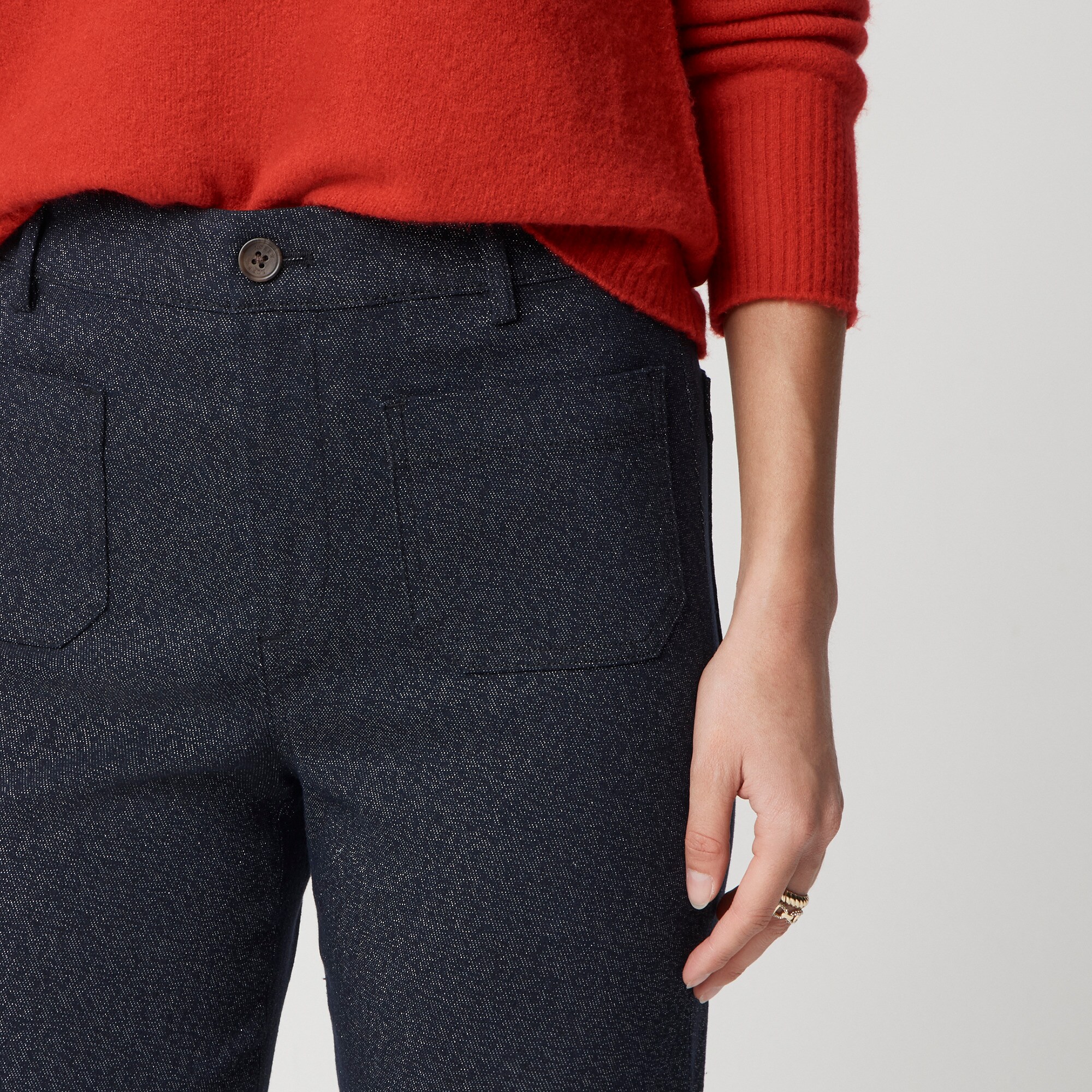 Petite sparkle-twill Lizzie patch-pocket pant