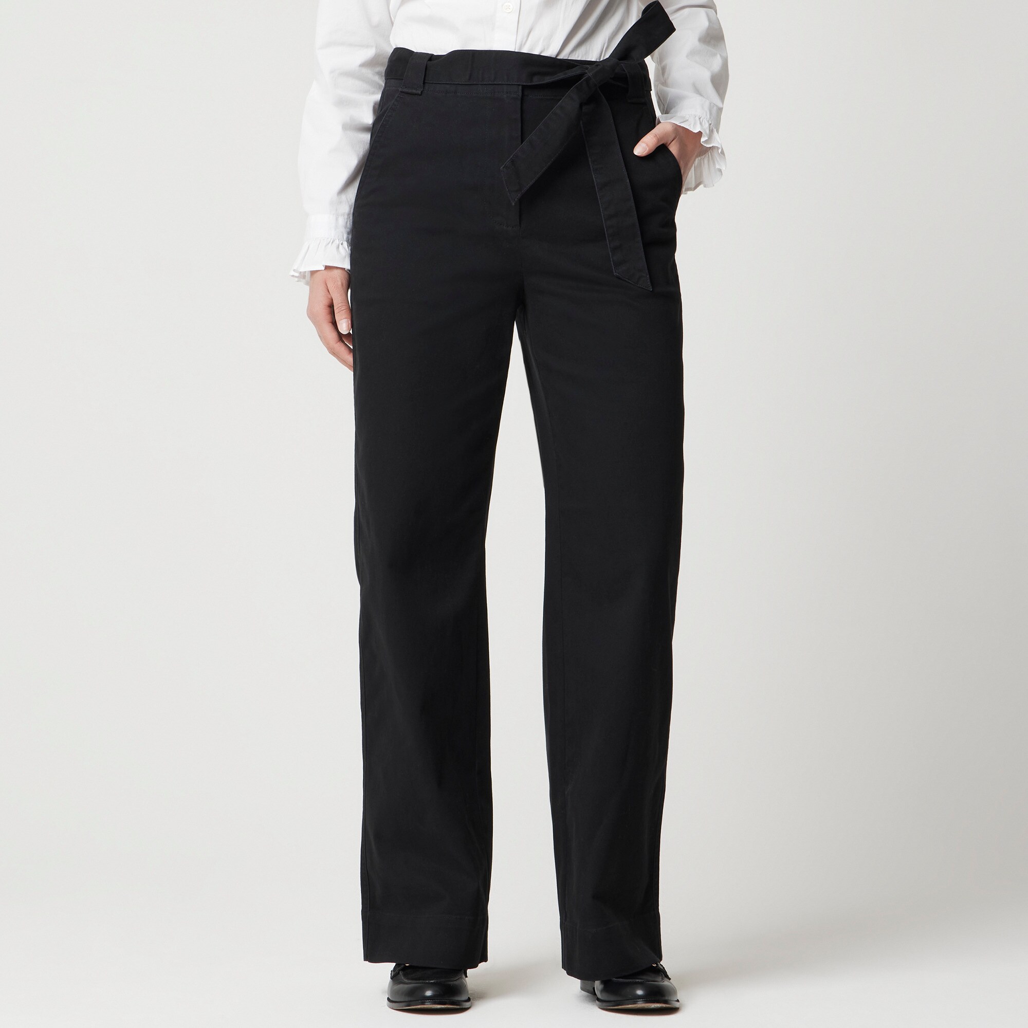 womens Twill wide-leg tie-waist chino pant