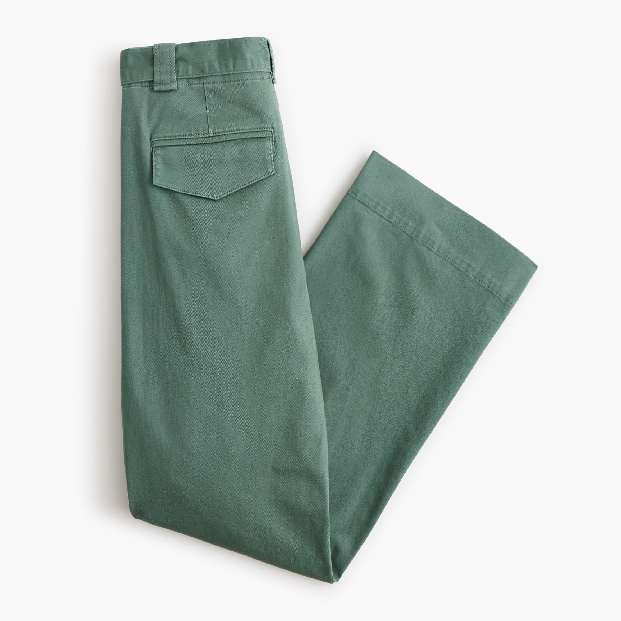 Twill wide-leg tie-waist chino pant