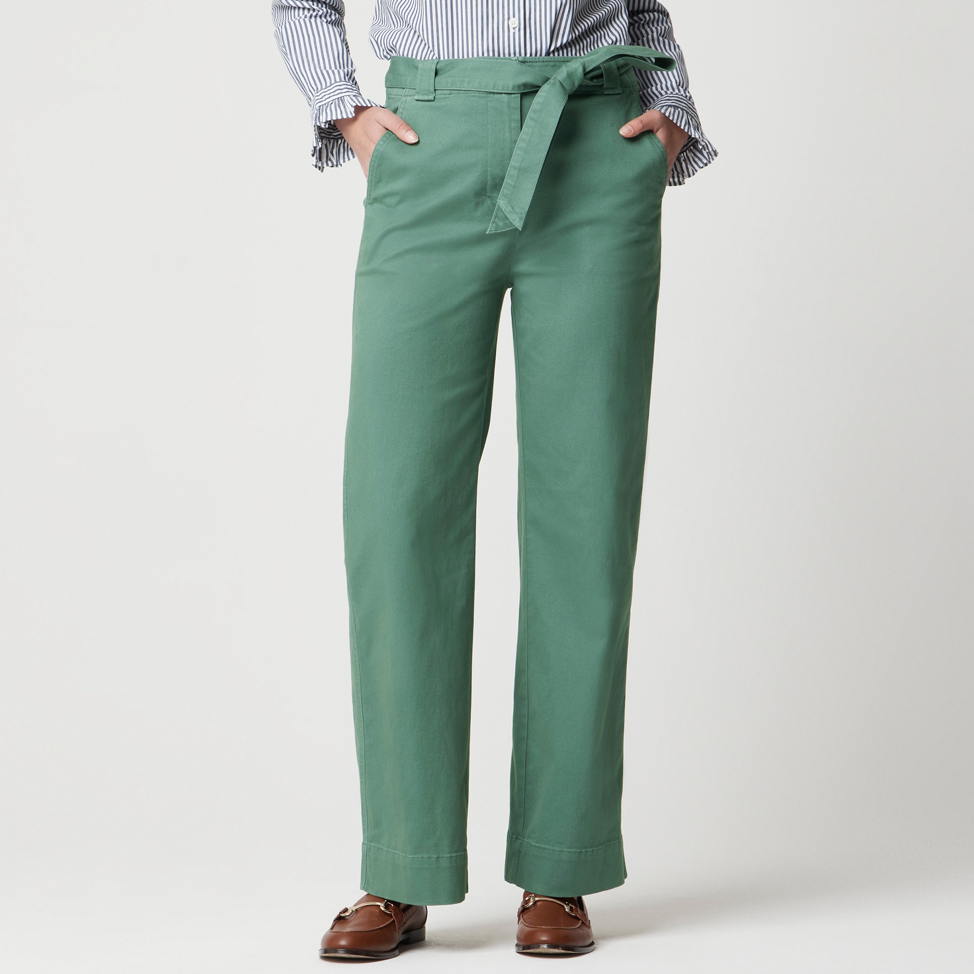 Twill Wide-leg Tie-waist Chino Pant For Women | Factory