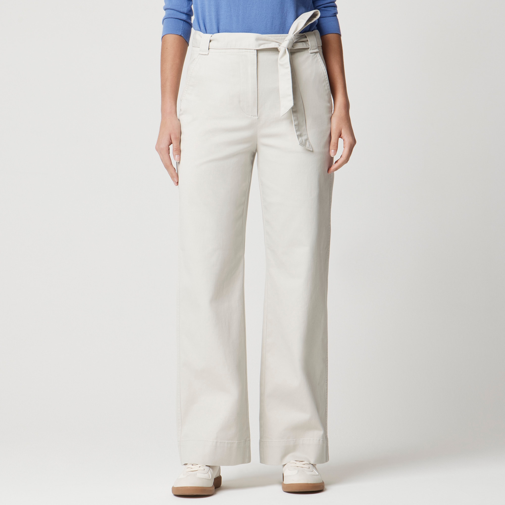 womens Twill wide-leg tie-waist chino pant