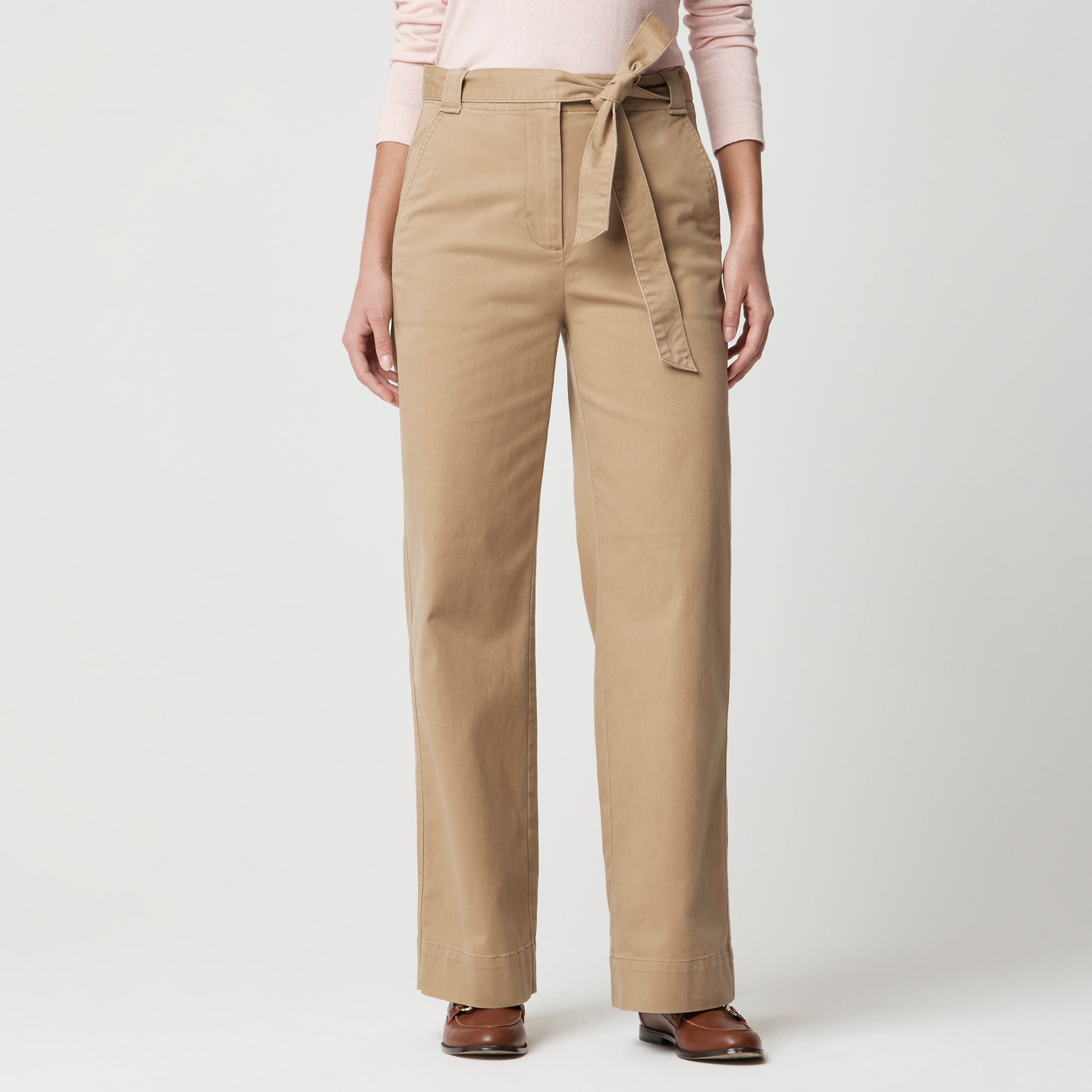 Twill Wide-leg Tie-waist Chino Pant For Women | Factory