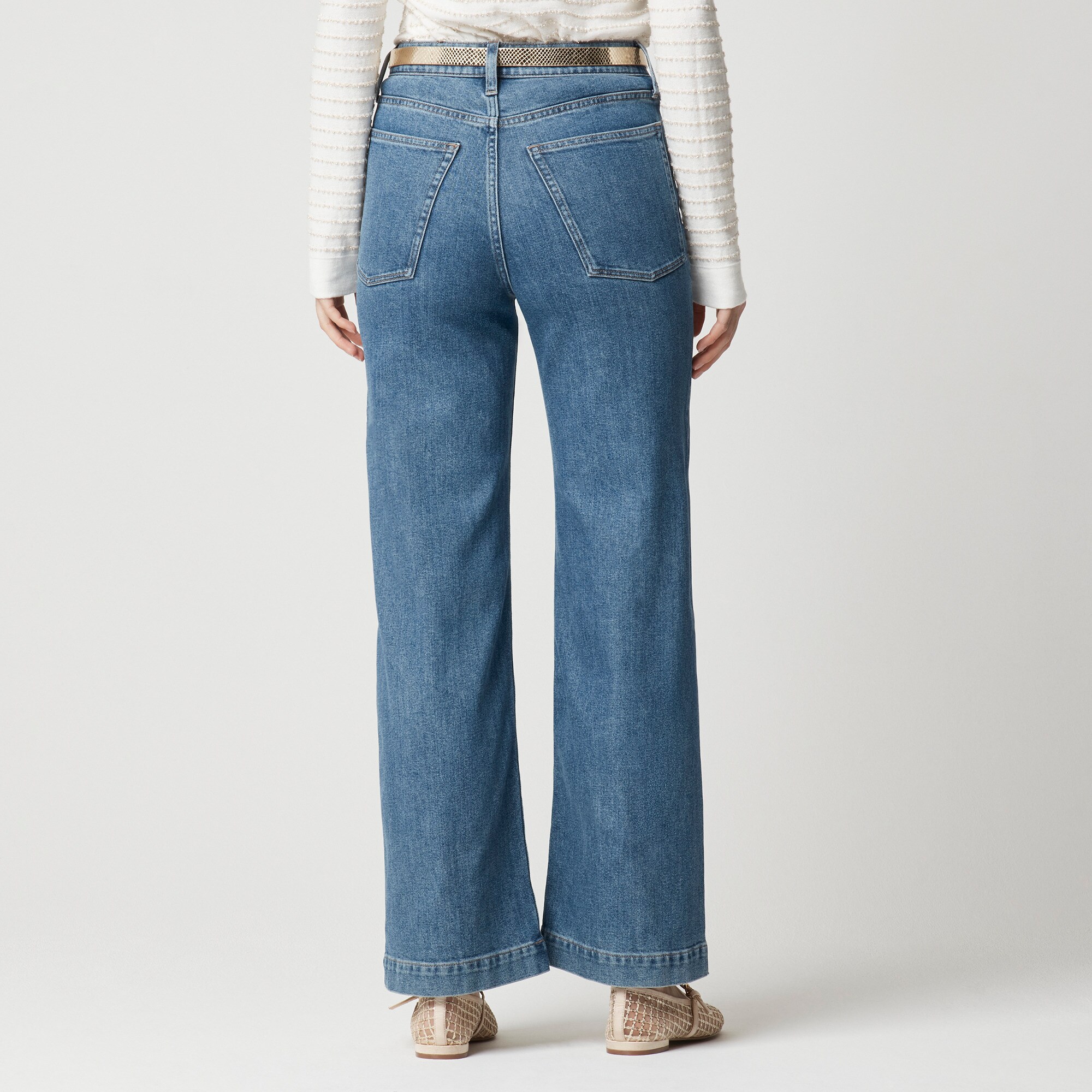Embellished classic wide-leg jean in all-day stretch
