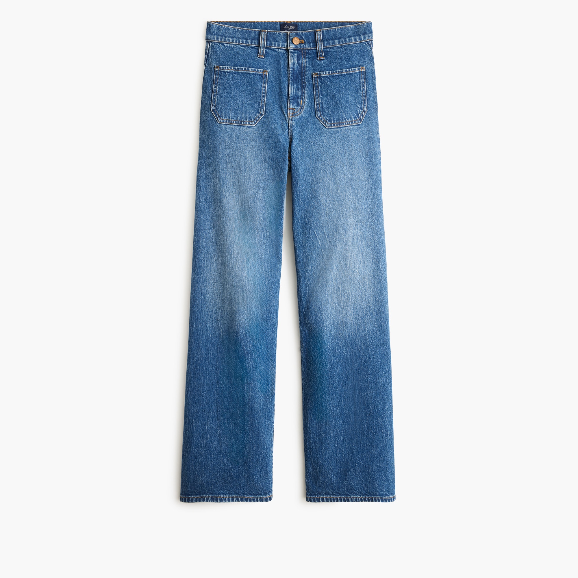 Wide-leg cropped patch-pocket jean in all-day stretch