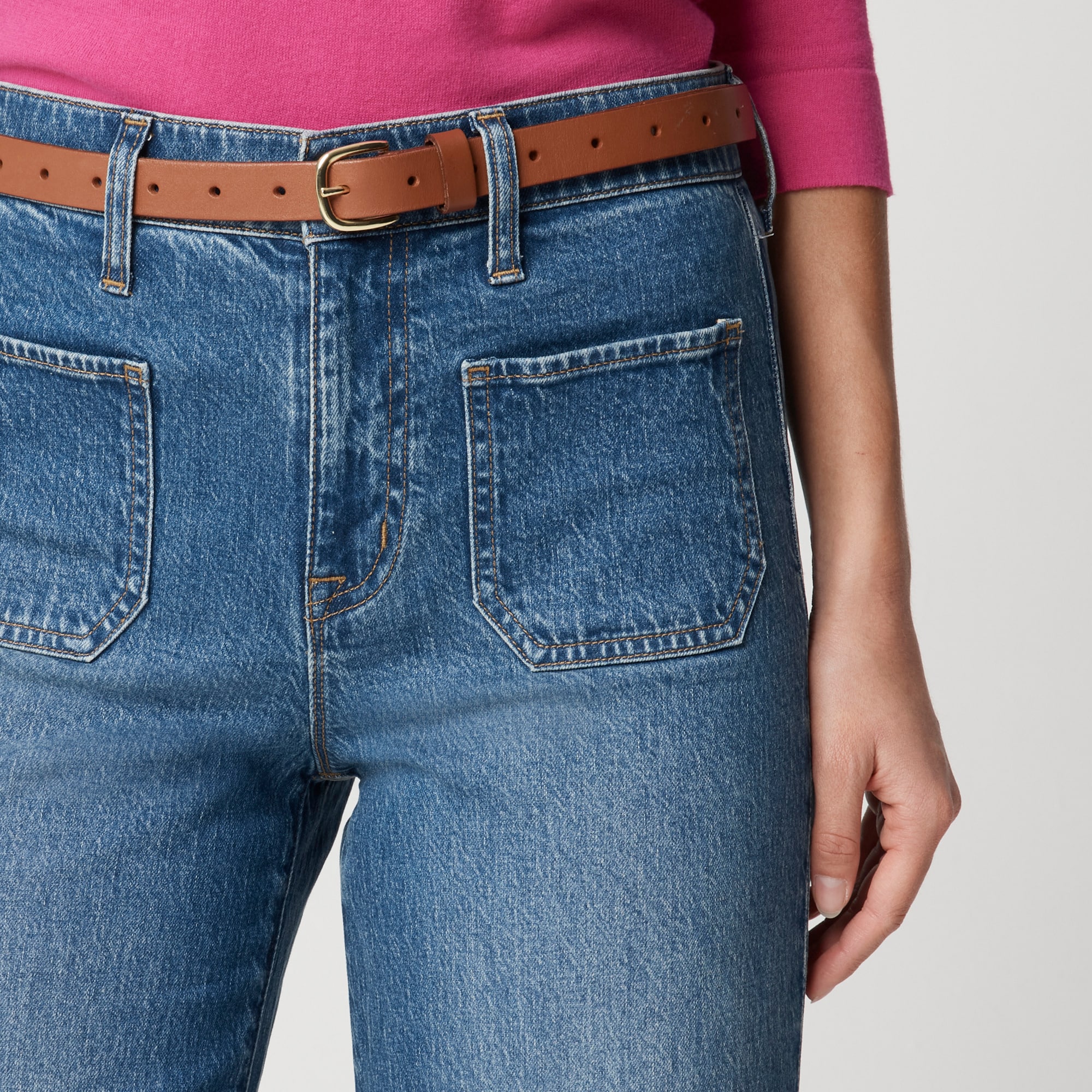 Wide-leg cropped patch-pocket jean in all-day stretch