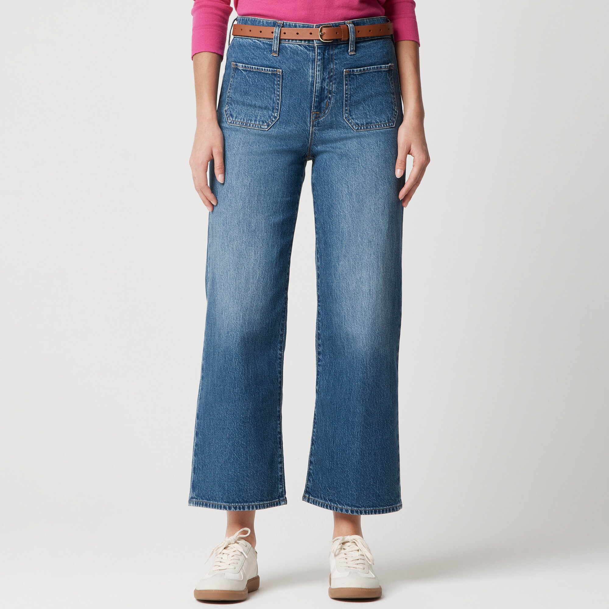 Wide-leg cropped patch-pocket jean in all-day stretch