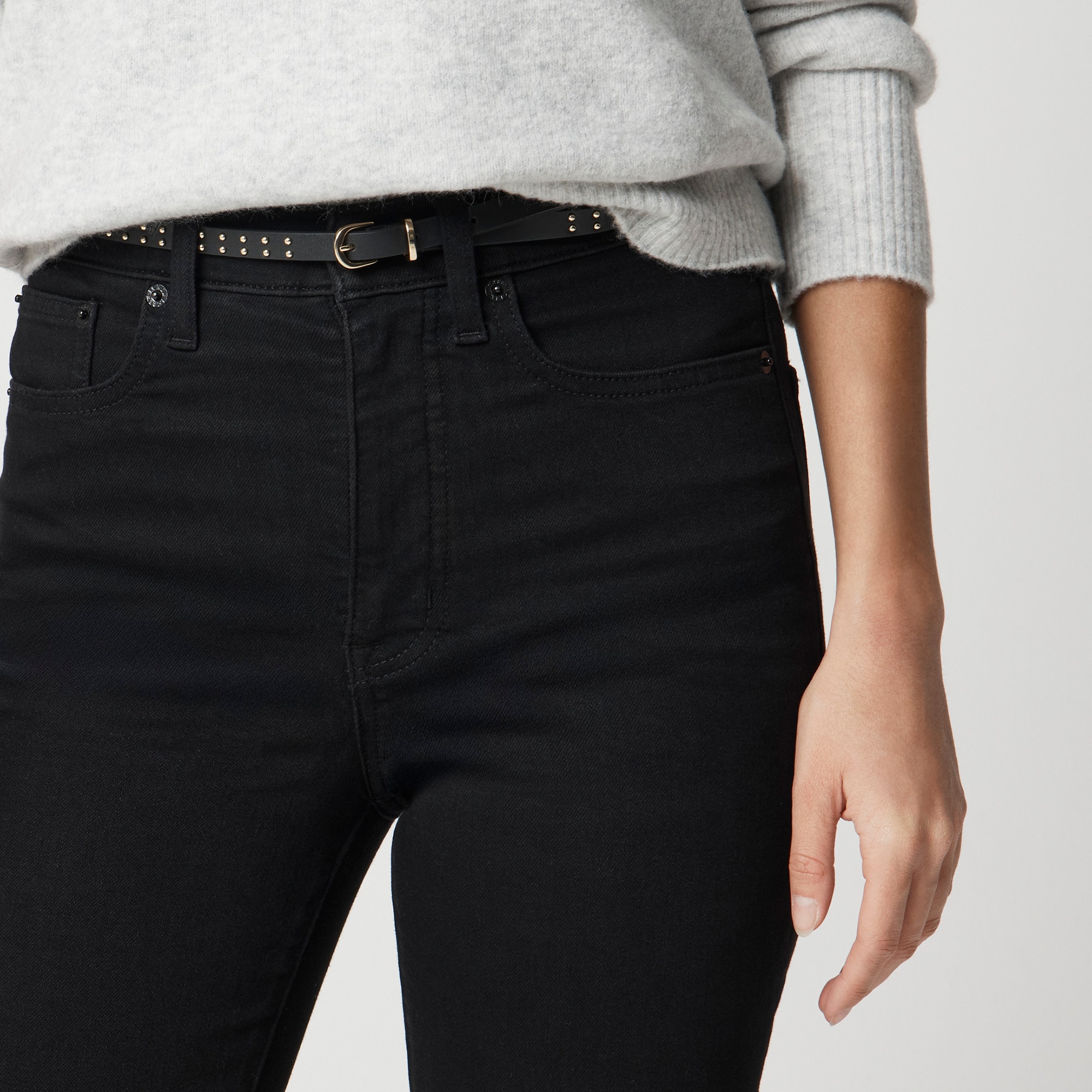 High-rise stovepipe black jean in signature stretch+