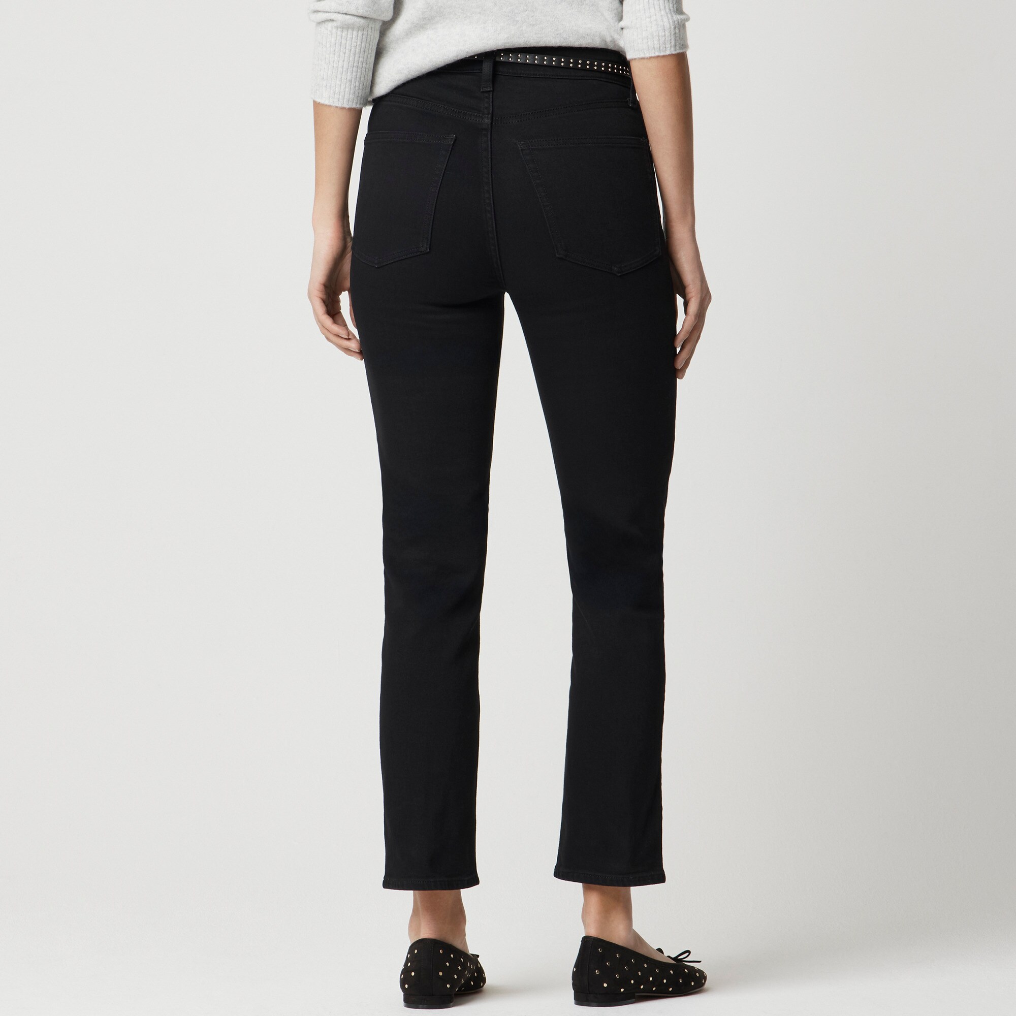 High-rise stovepipe black jean in signature stretch+