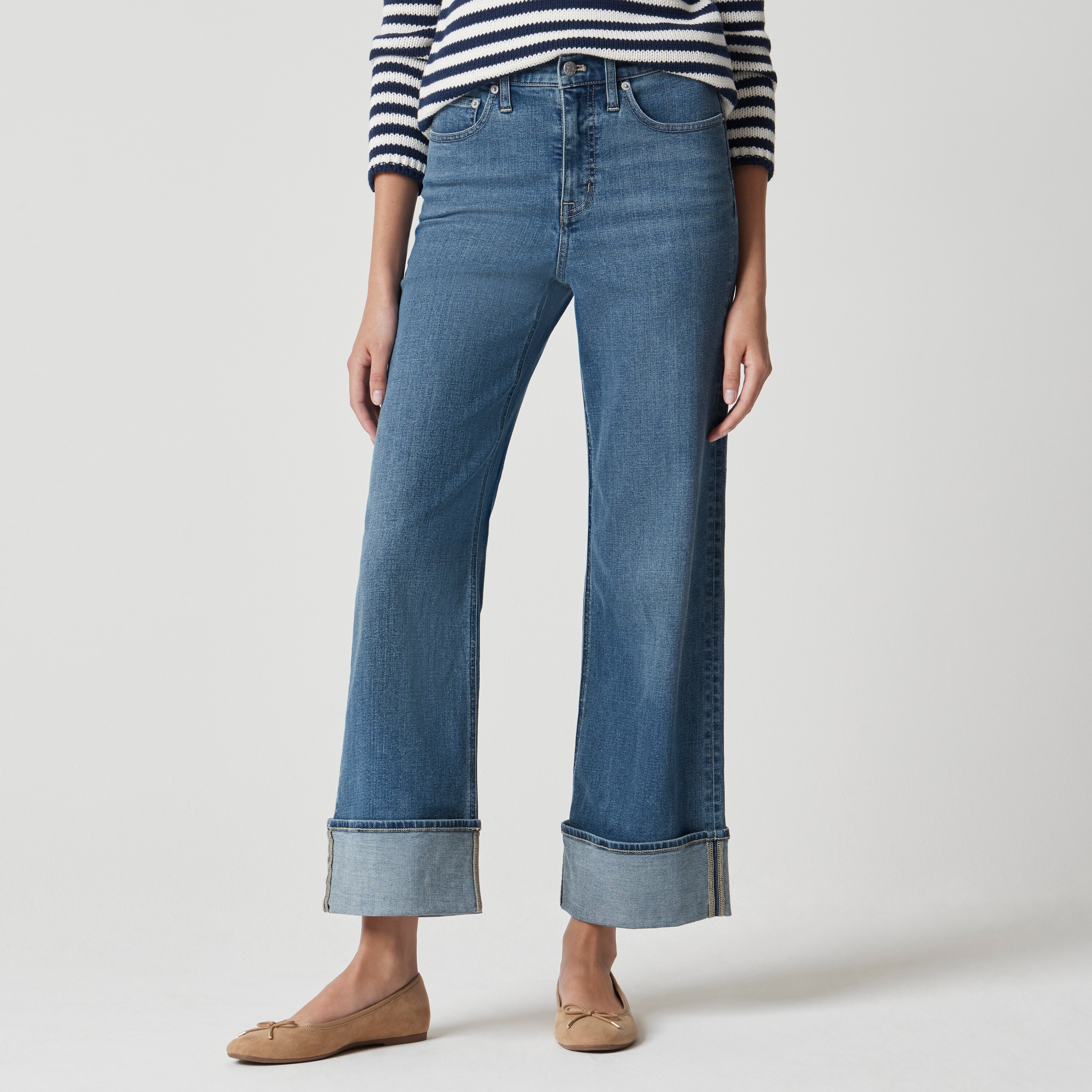 womens Classic wide-leg cuffed jean in all-day stretch