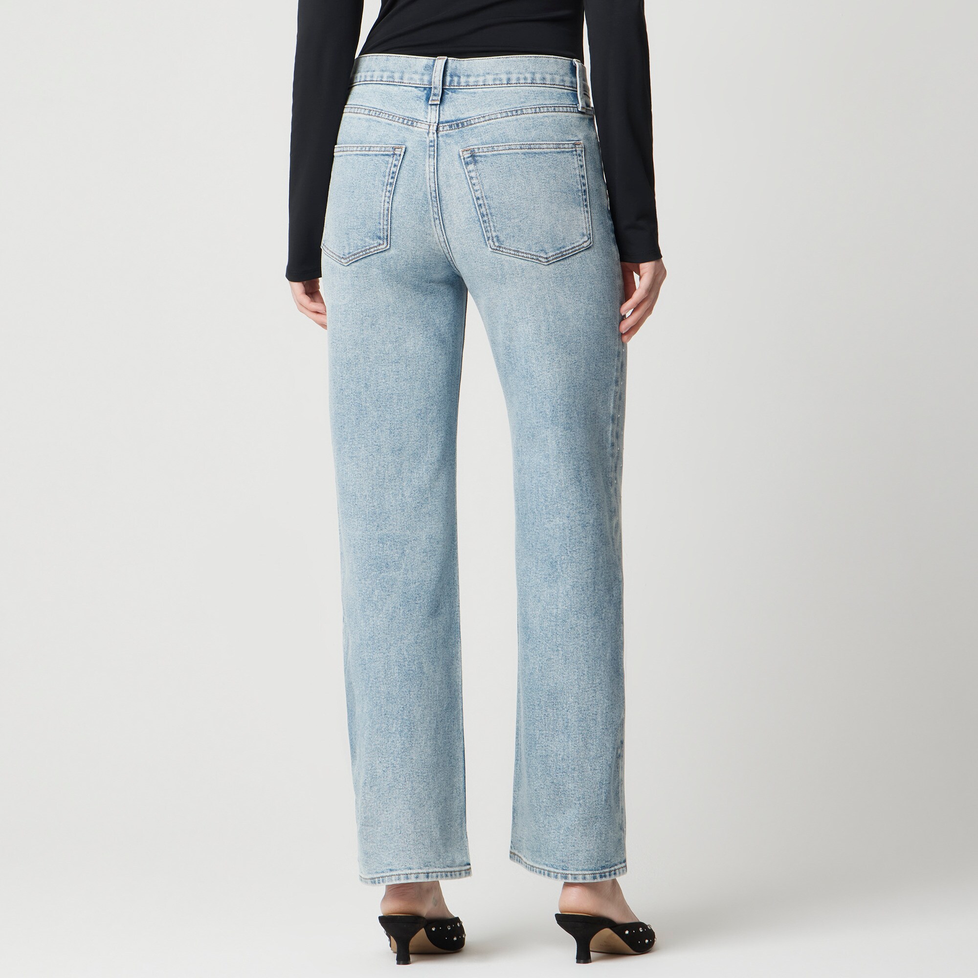 Embellished slim wide-leg jean in all-day stretch