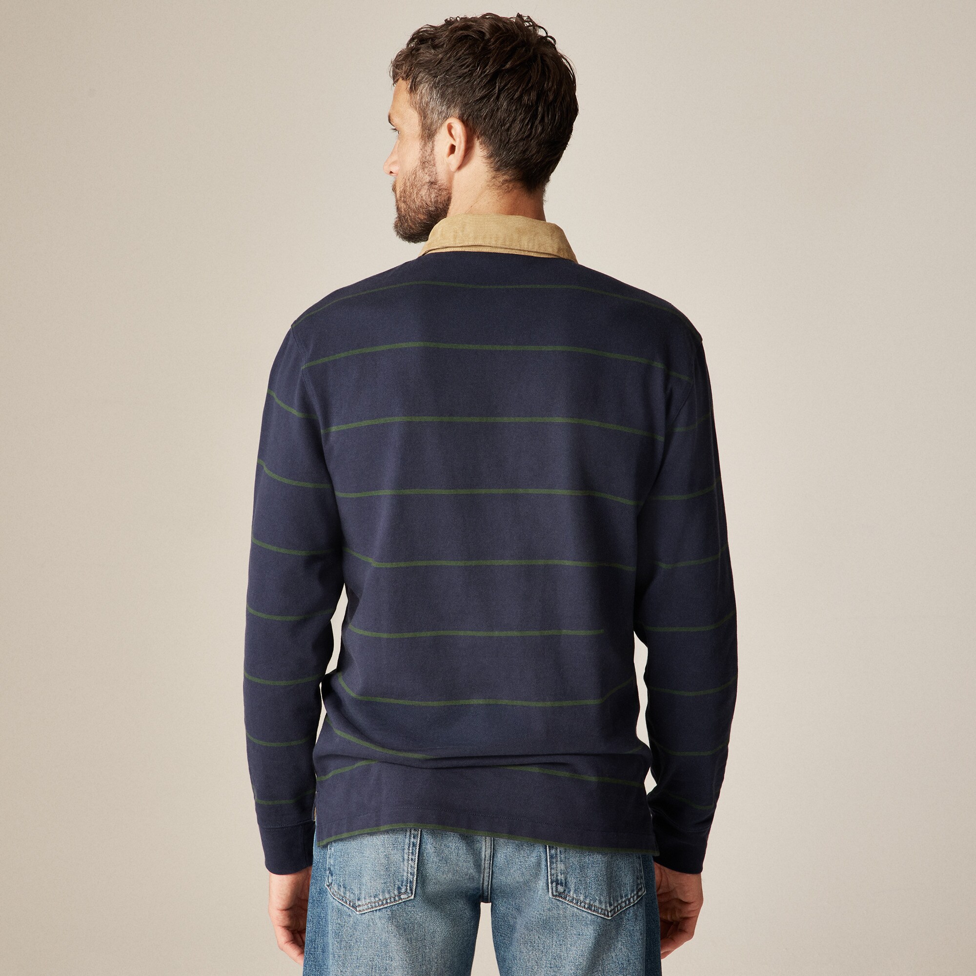 Rugby shirt with corduroy collar