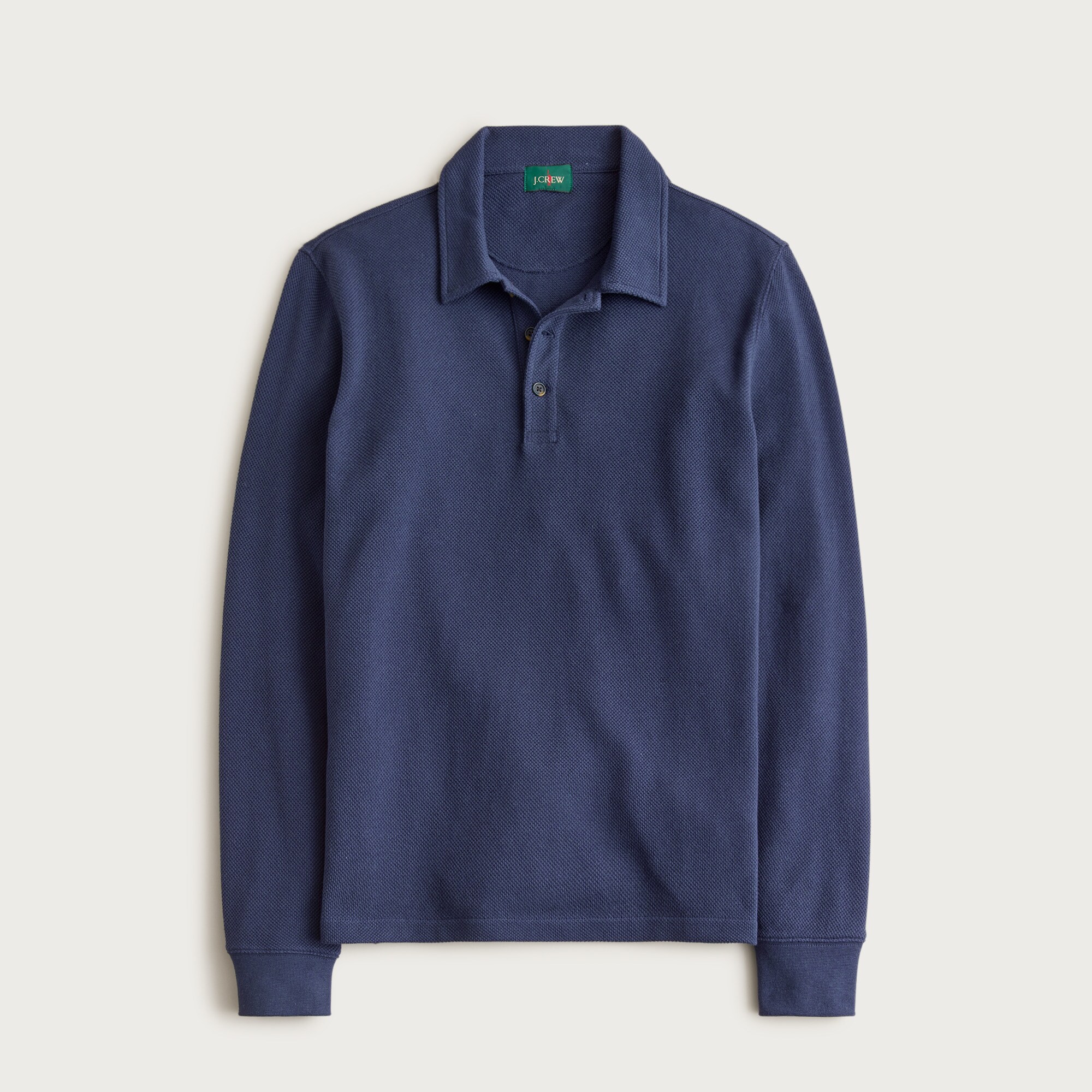 Long-sleeve macropiqué polo shirt