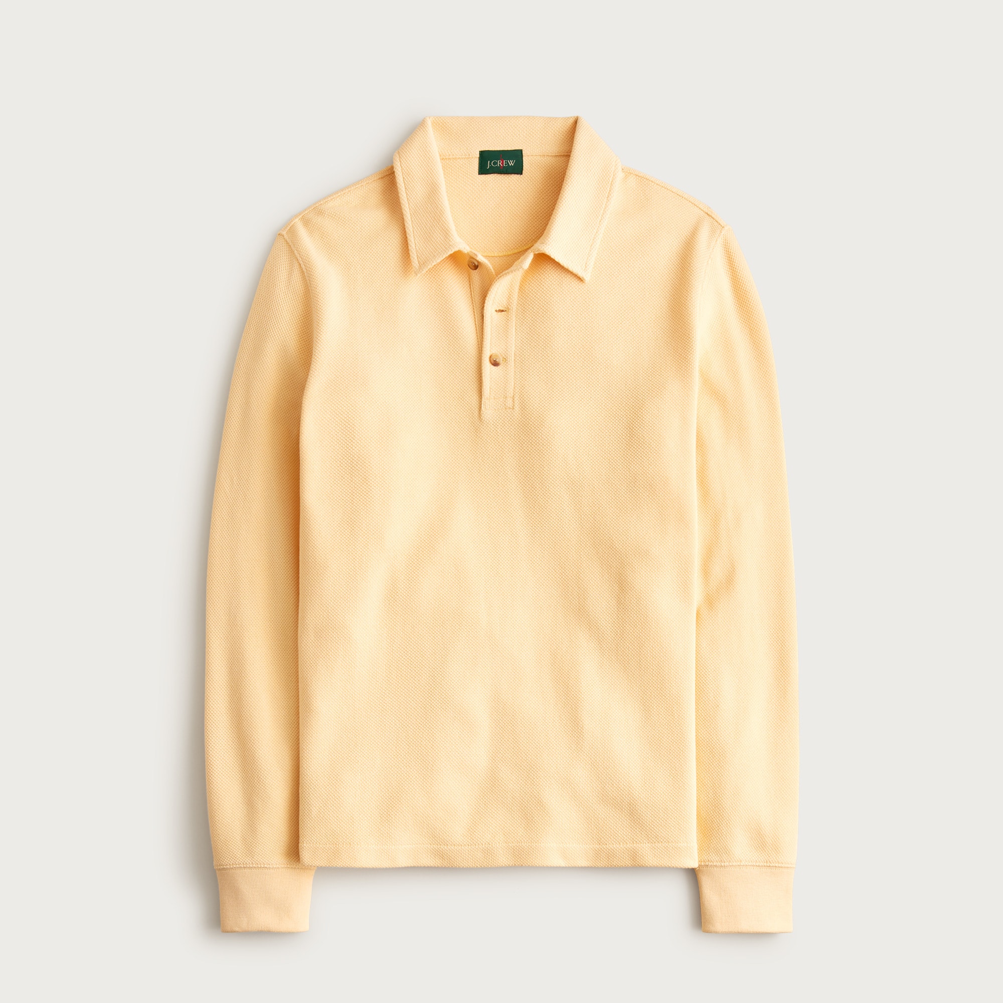 Long-sleeve macropiqué polo shirt