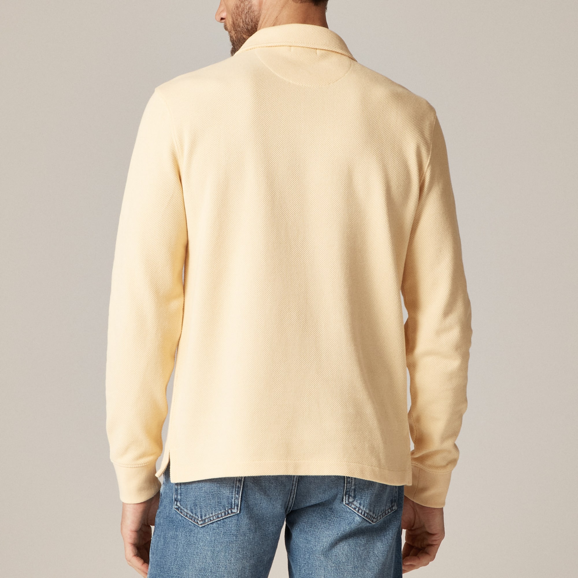 Long-sleeve macropiqué polo shirt