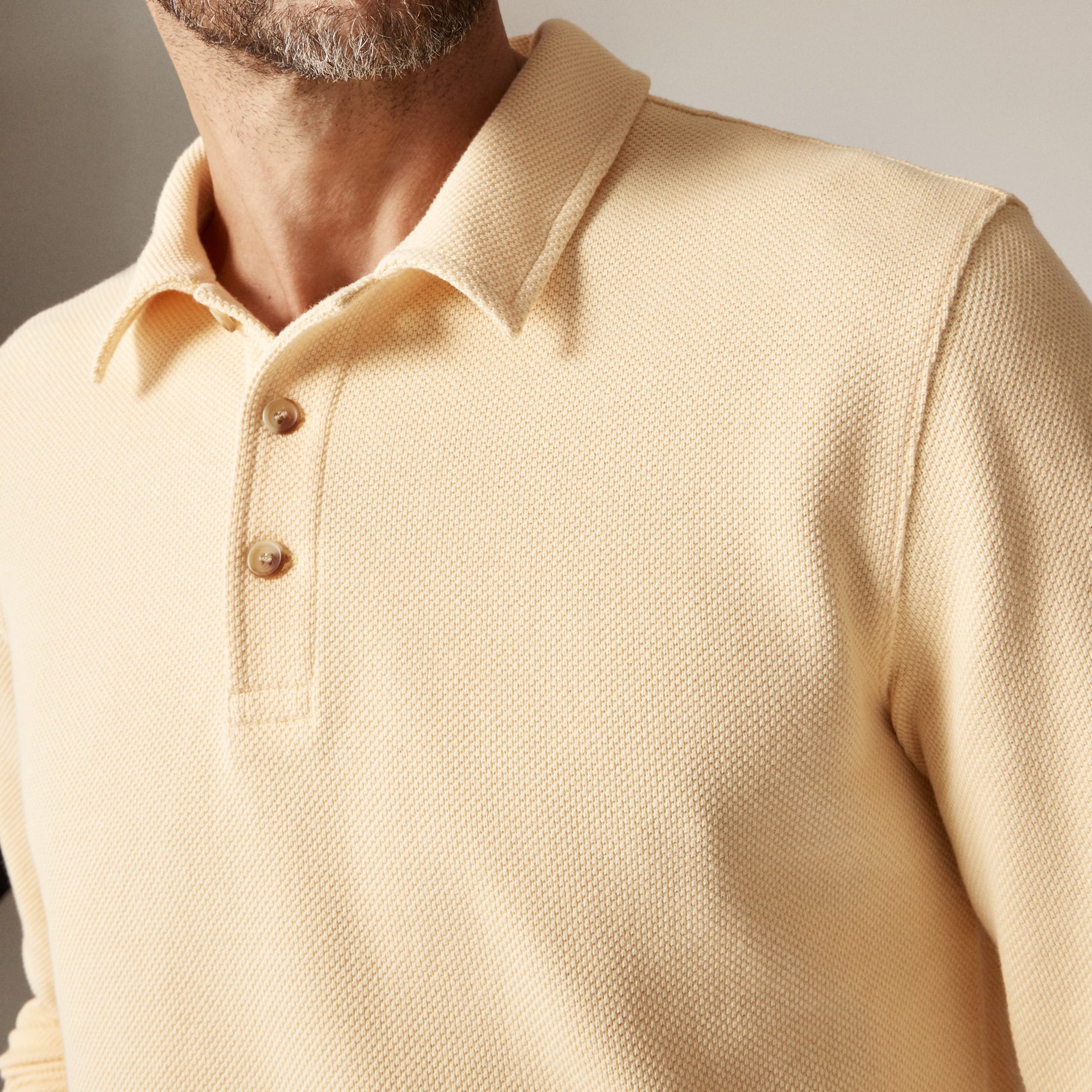 Long-sleeve macropiqué polo shirt