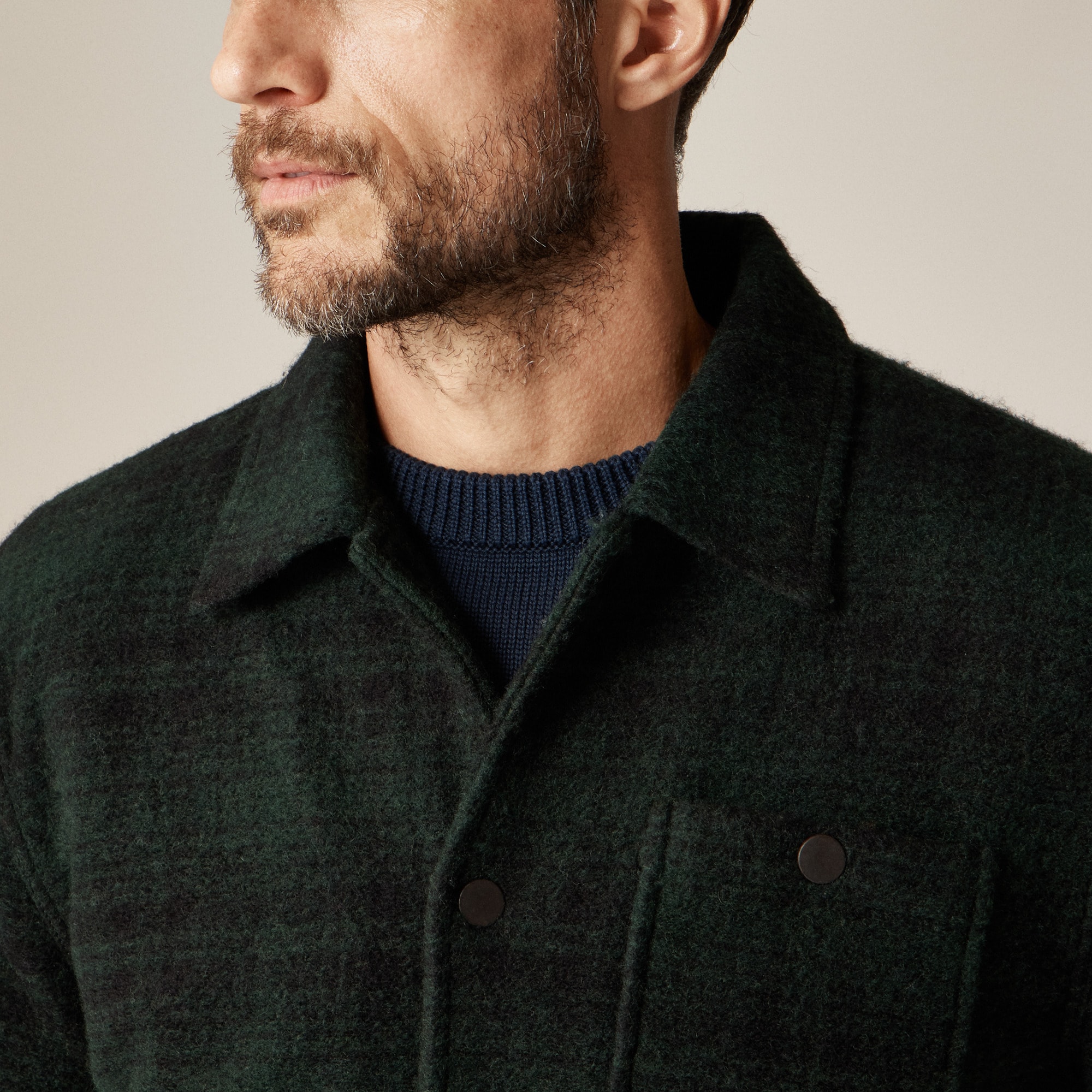 Wool-blend sherpa fleece coverall jacket