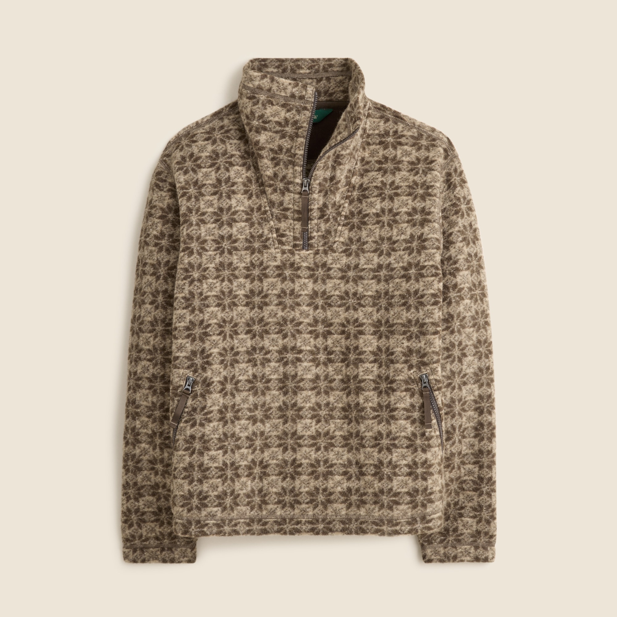  Wool-blend sherpa fleece quarter-zip pullover