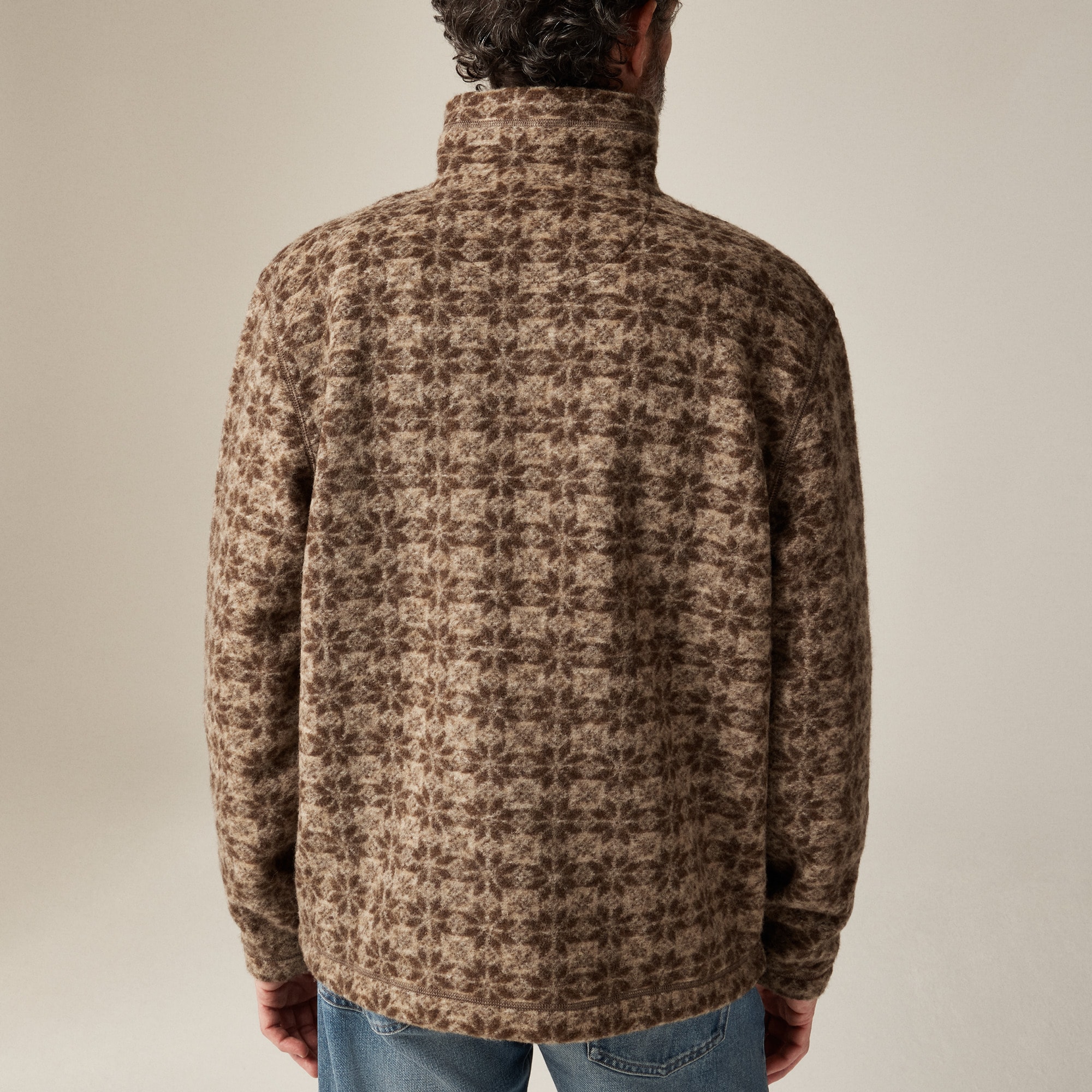 Wool-blend sherpa fleece quarter-zip pullover