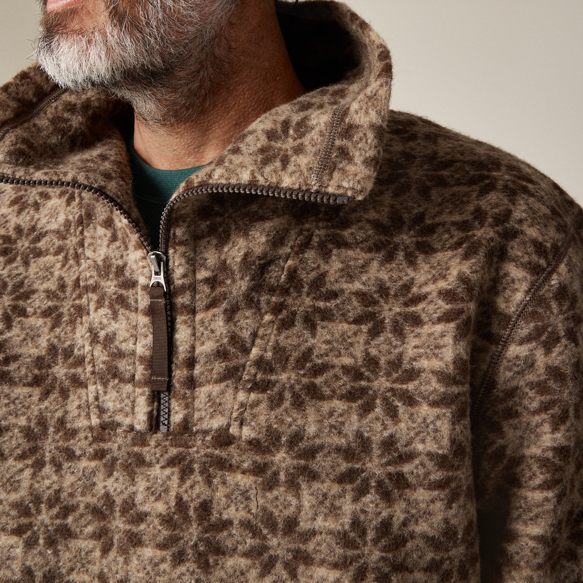 Wool-blend sherpa fleece quarter-zip pullover